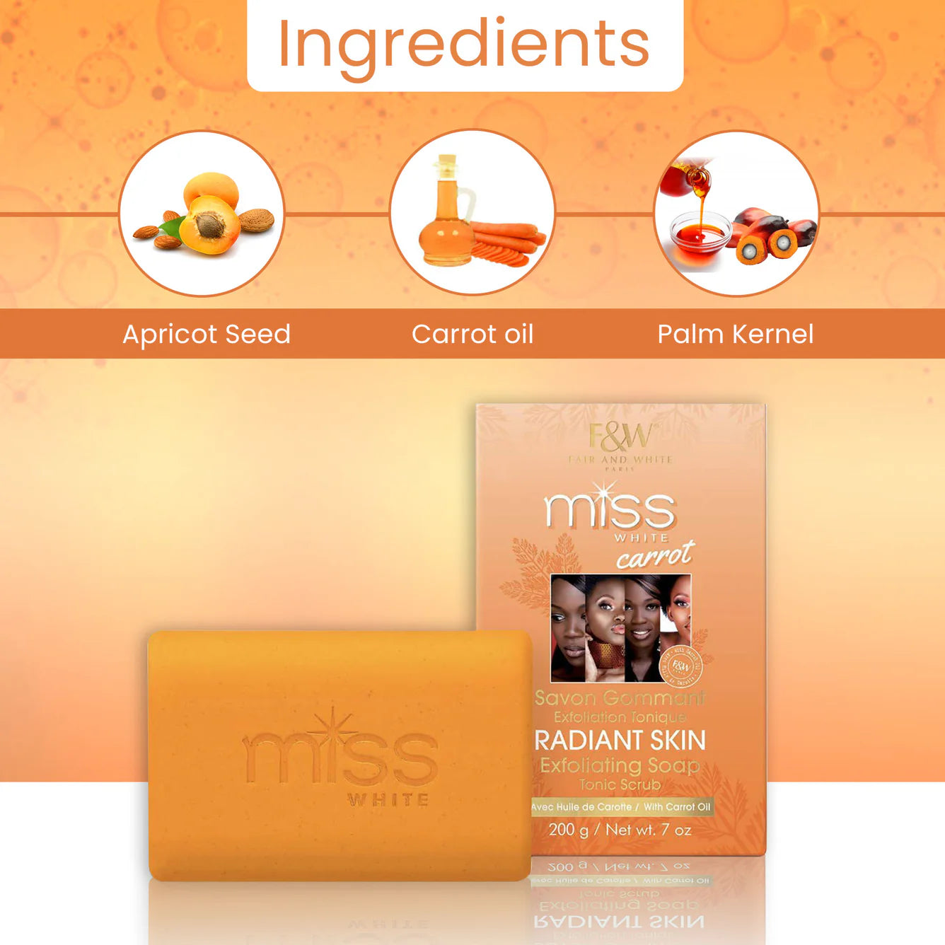 Miss White Carrot Exfoliating Soap Tonic Scrub 200g