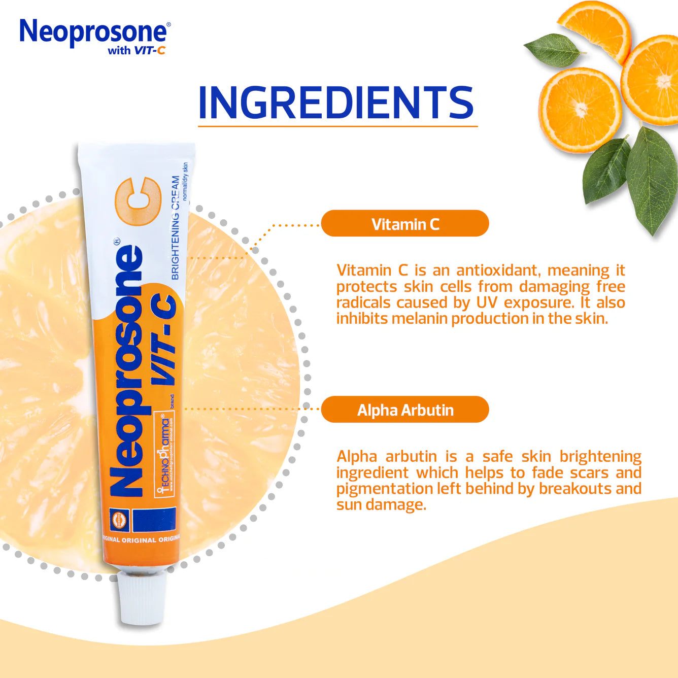 Neoprosone Brightening Cream with Vitamin C - 50g / 1.75 Fl Oz