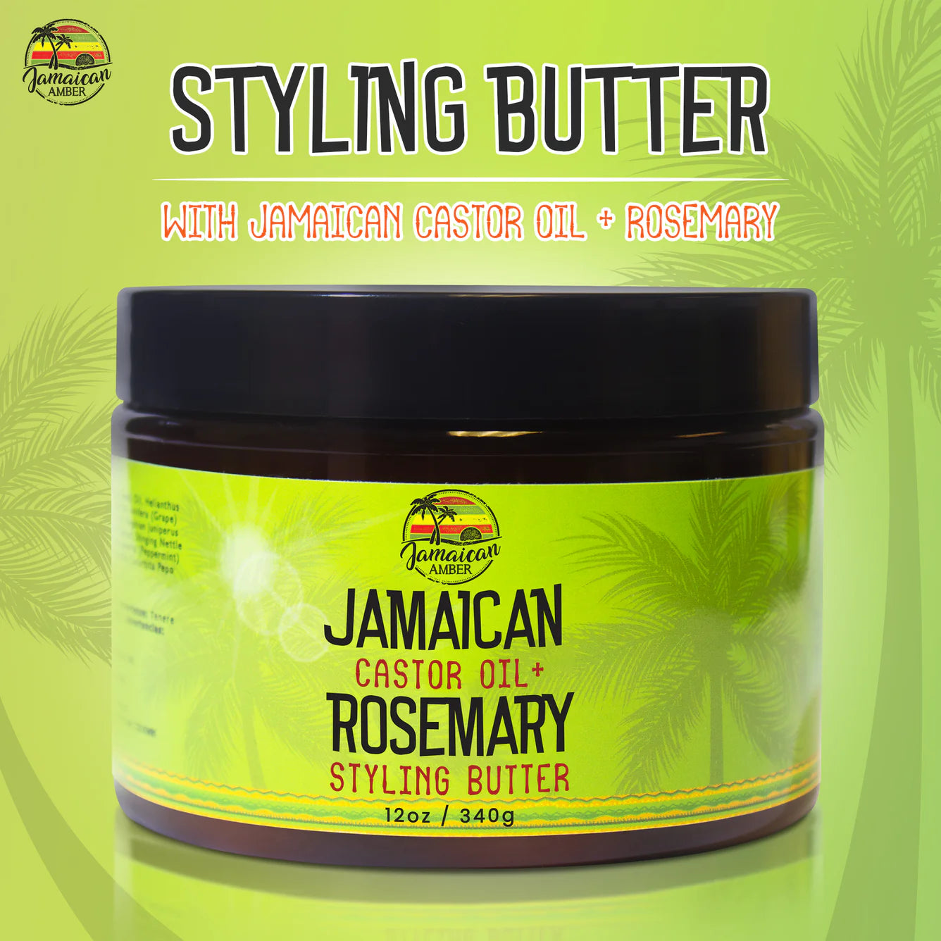 Jamaican Amber Jamaican Castor Oil & Rosemary Hair Styling Butter 12 oz/354 ml