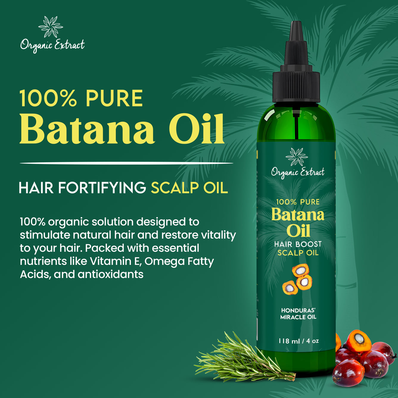 Organic Extract Batana Oil Stimulating Hair Growth Oil 4 oz/118ml