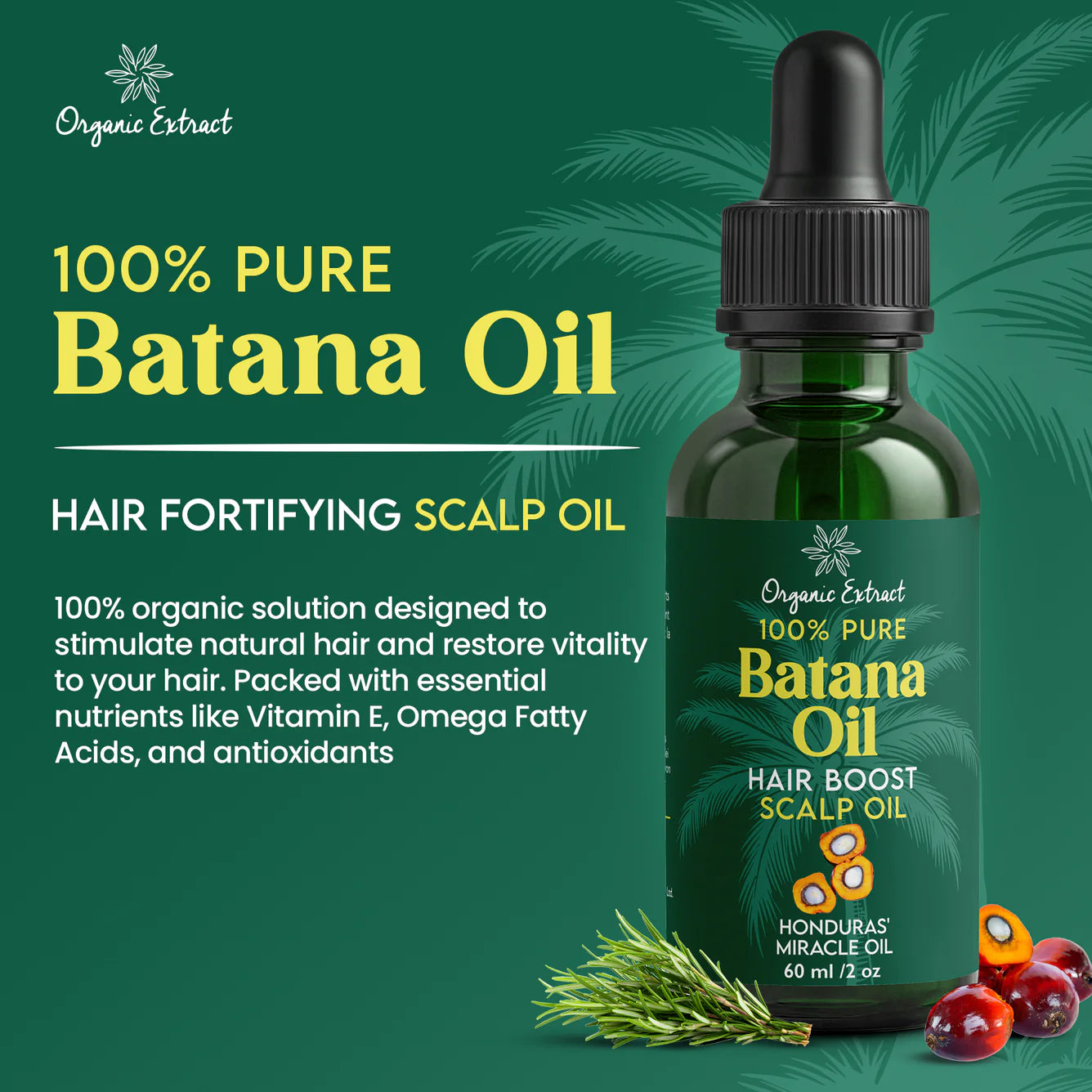 Organic Extract Batana Oil Stimulating Hair Growth Oil 2 oz/ 60ml