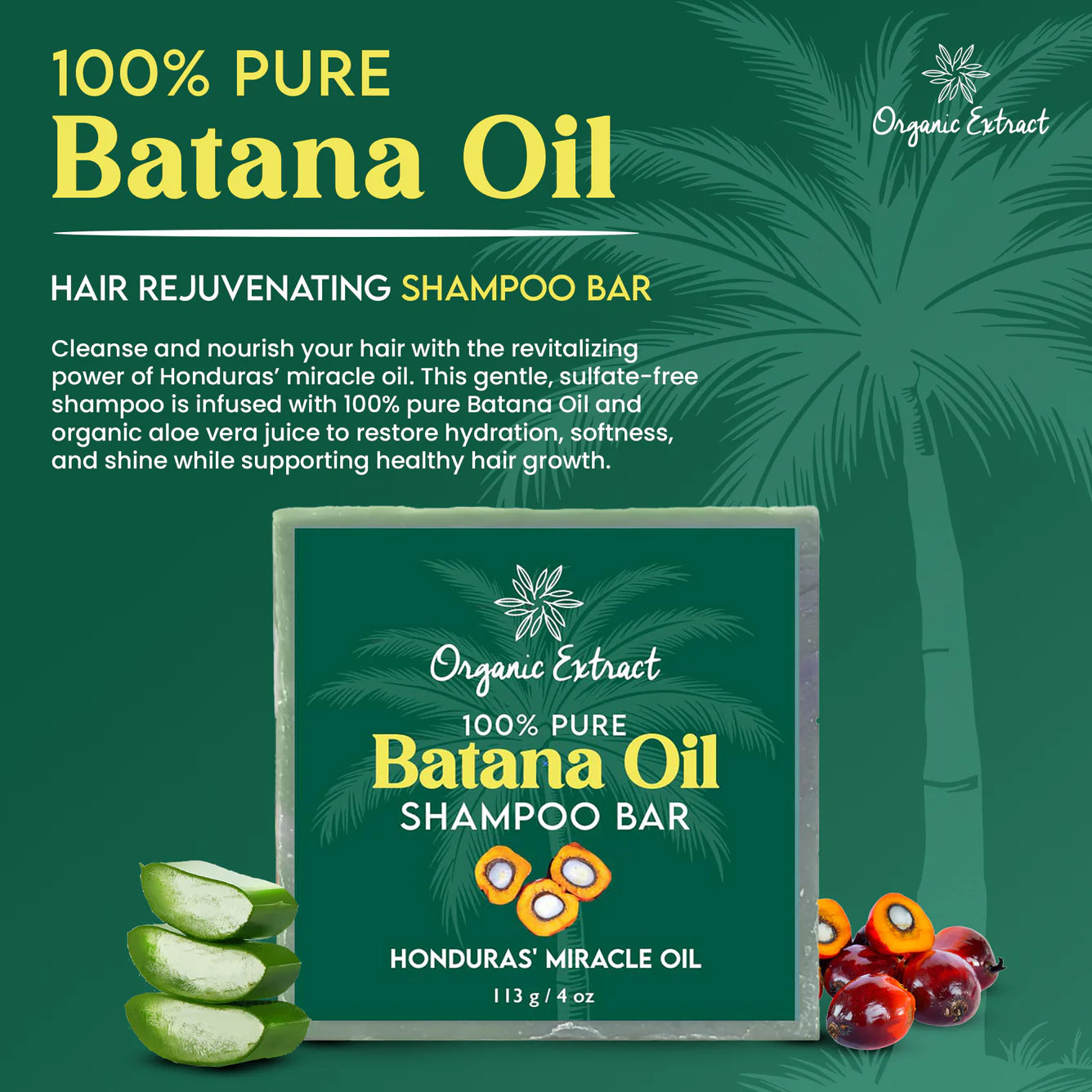 Organic Extract Batana Oil Shampoo bar 4 oz/ 118ml