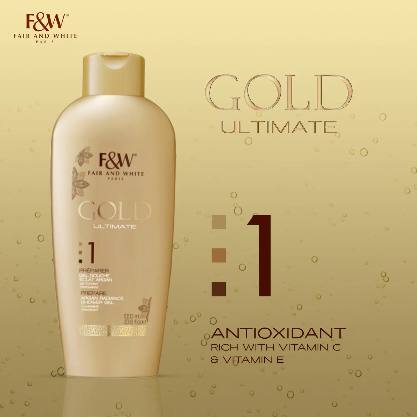 Fair and White Gold Argan Shower Gel 1000ml