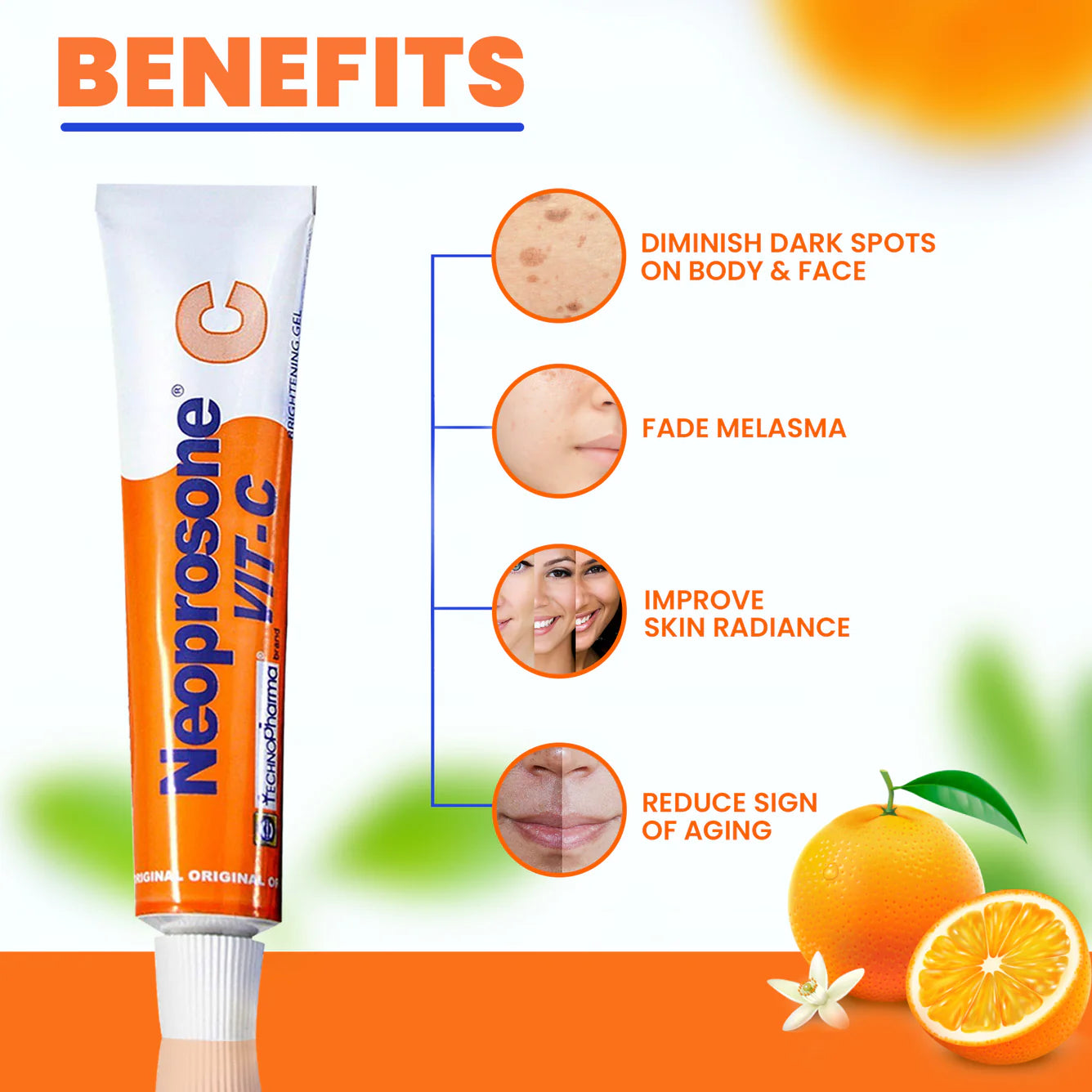 Neoprosone Brightening Gel Cream with Vitamin C – 30g / 1 Fl Oz