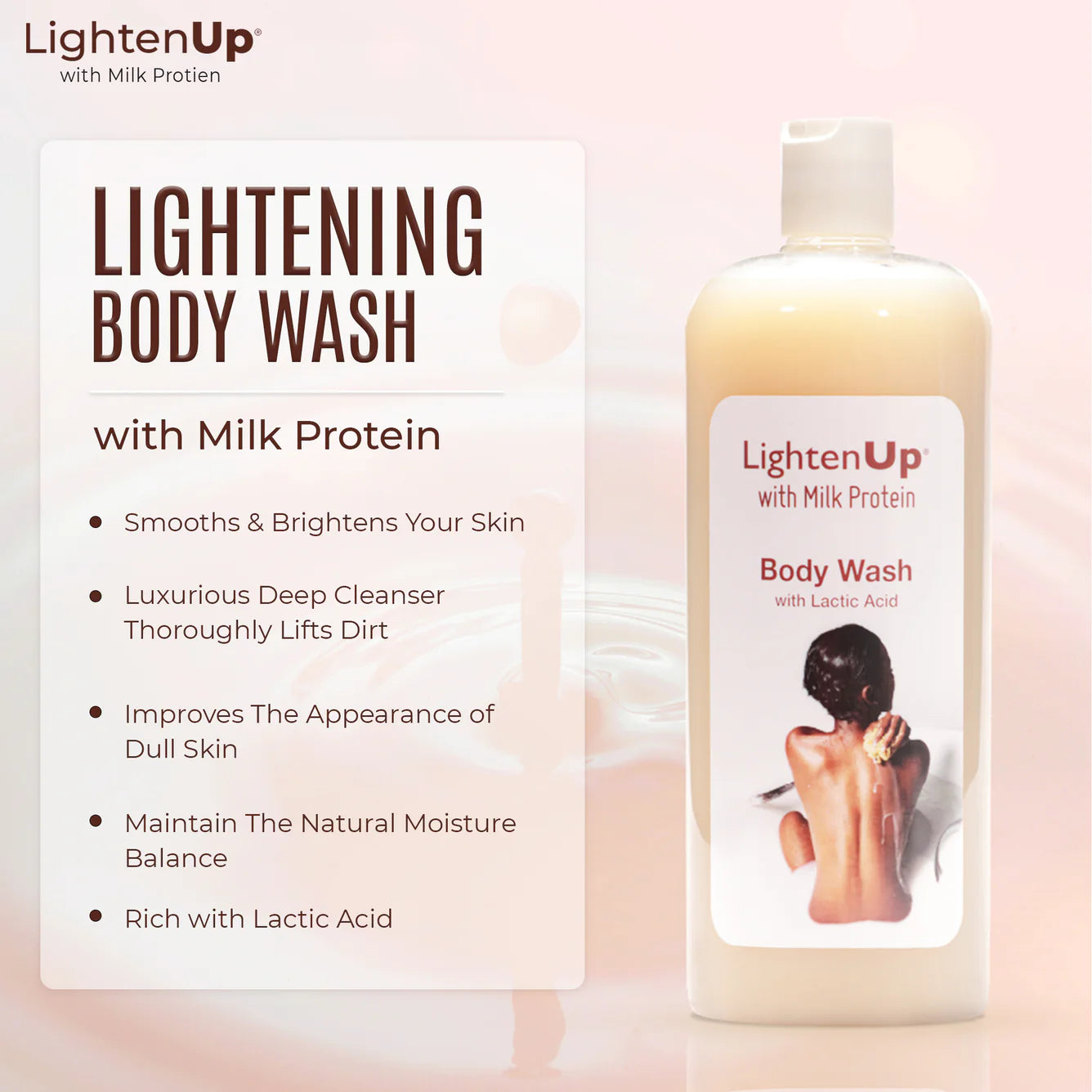 Lightenup Milk Protein Lactic Acid Shea Butter Shower Gel - 1000ml