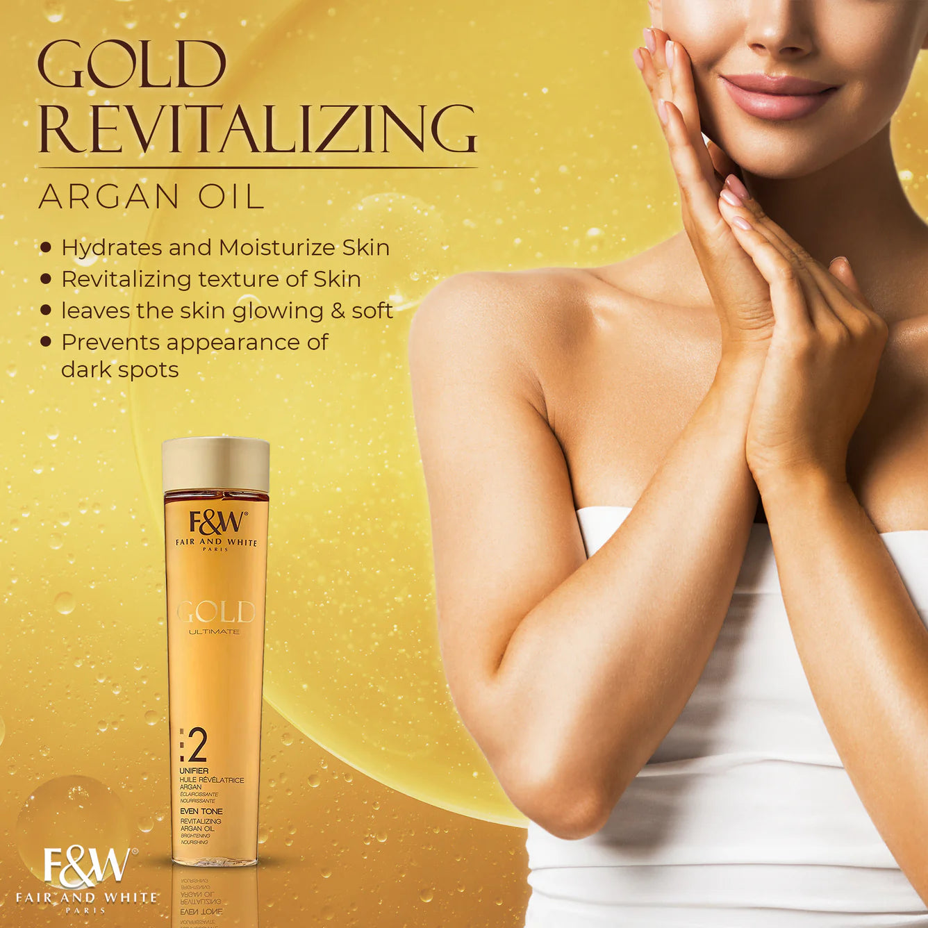 Fair & White Gold Revitalizing Argan Oil - Nourishes Skin - 200ml / 6.76 fl oz