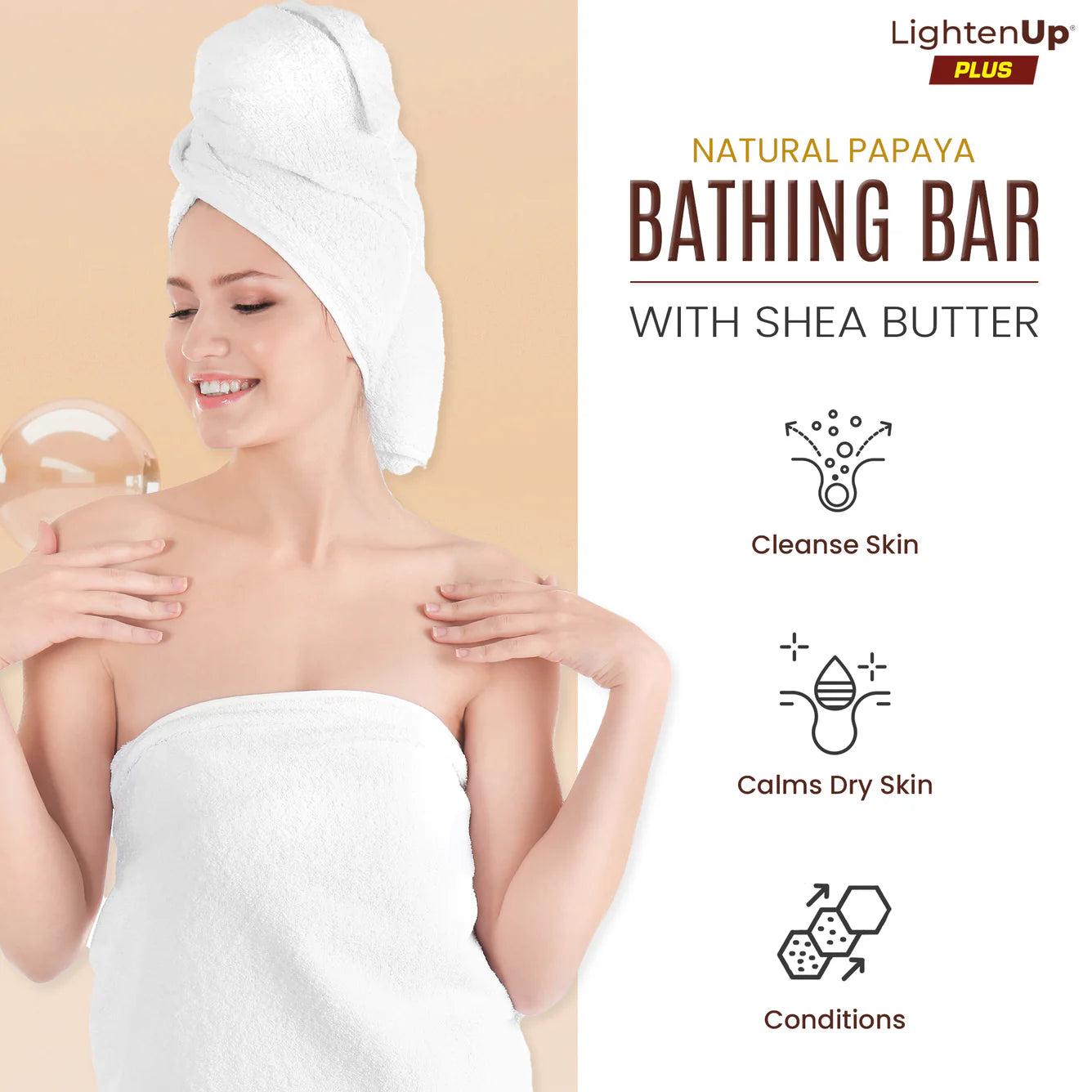 LightenUp PLUS Natural Papaya Bathing Bar with Shea Butter