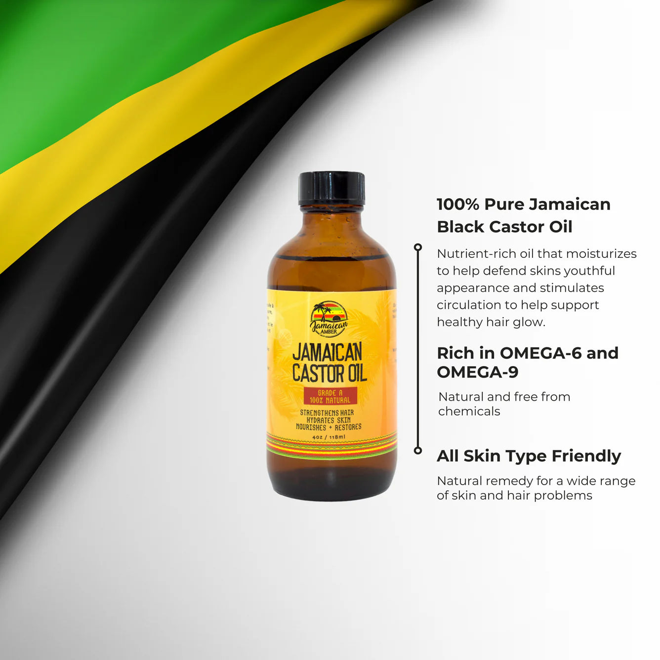 Jamaican Amber Jamaican Castor Hair / Body Oil 4 oz/118 ml