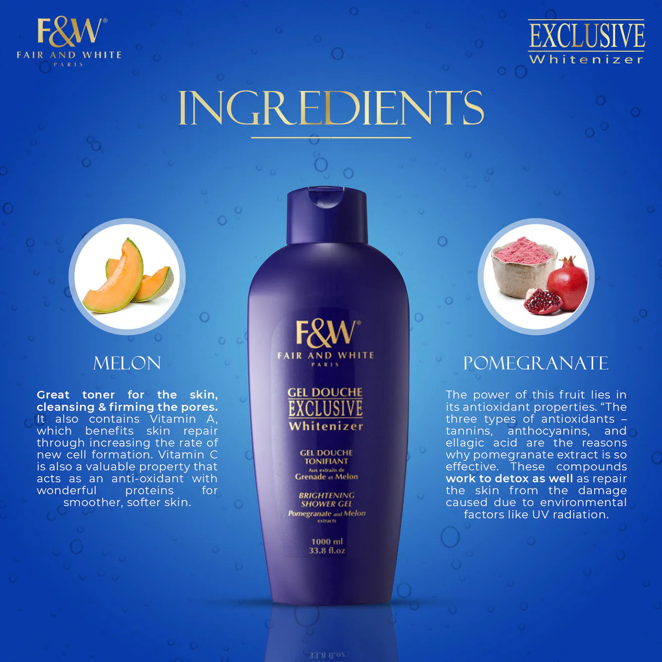 Fair & White Exclusive Shower Gel Pomegranate Melon Extract