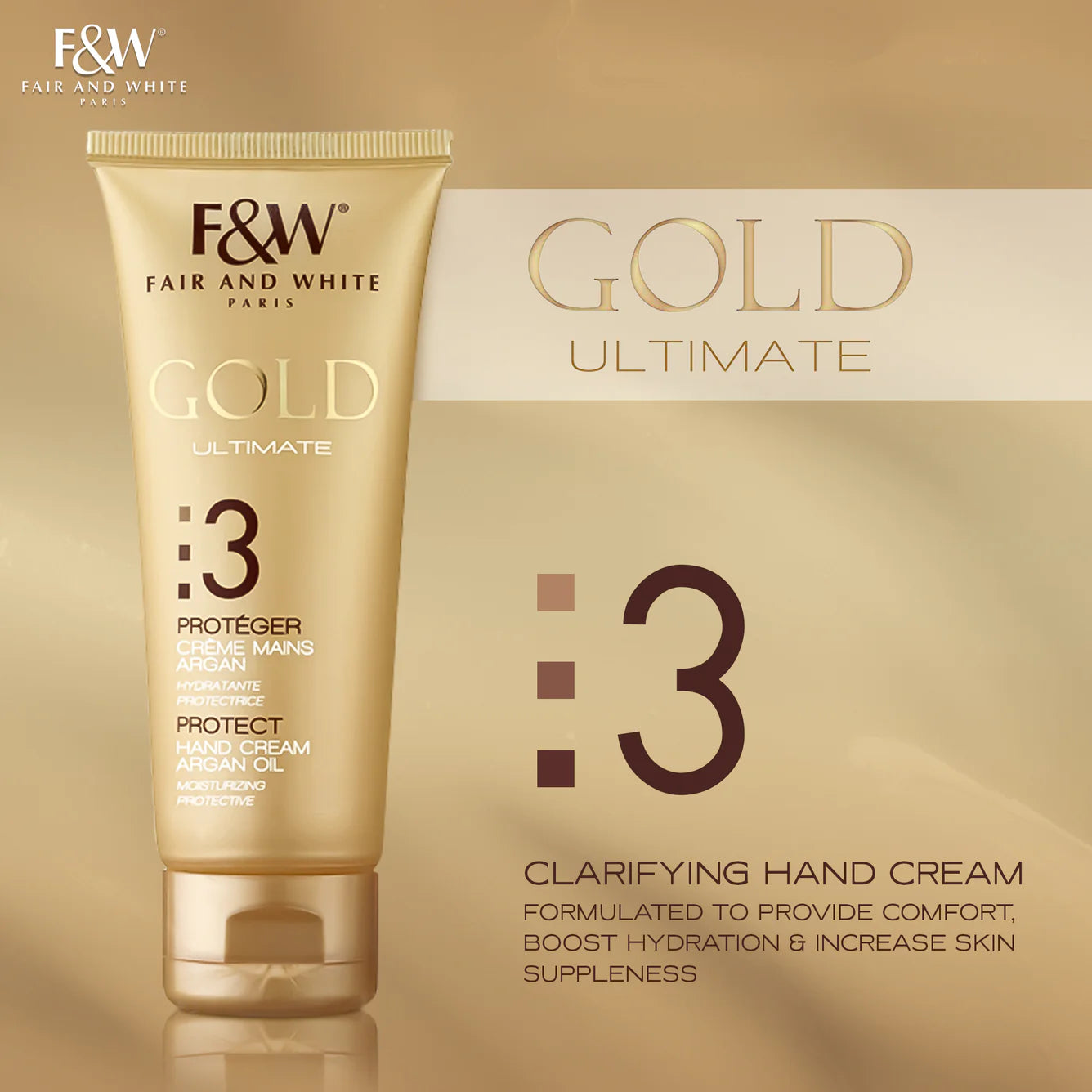 Fair & White Gold Hand Cream with Argan Oil Step #3 - Clarifies skin - 75ml / 2.54 oz
