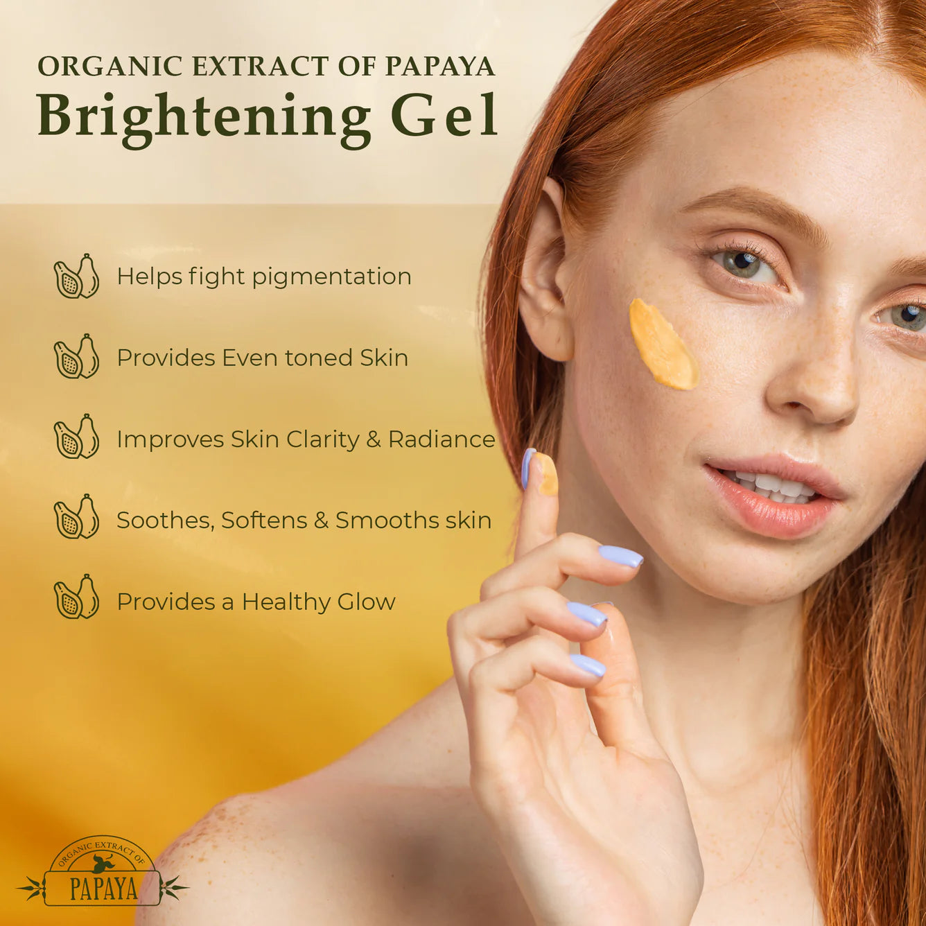 Organic Extract of Papaya Brightening Gel Tube | 30g | 1Oz