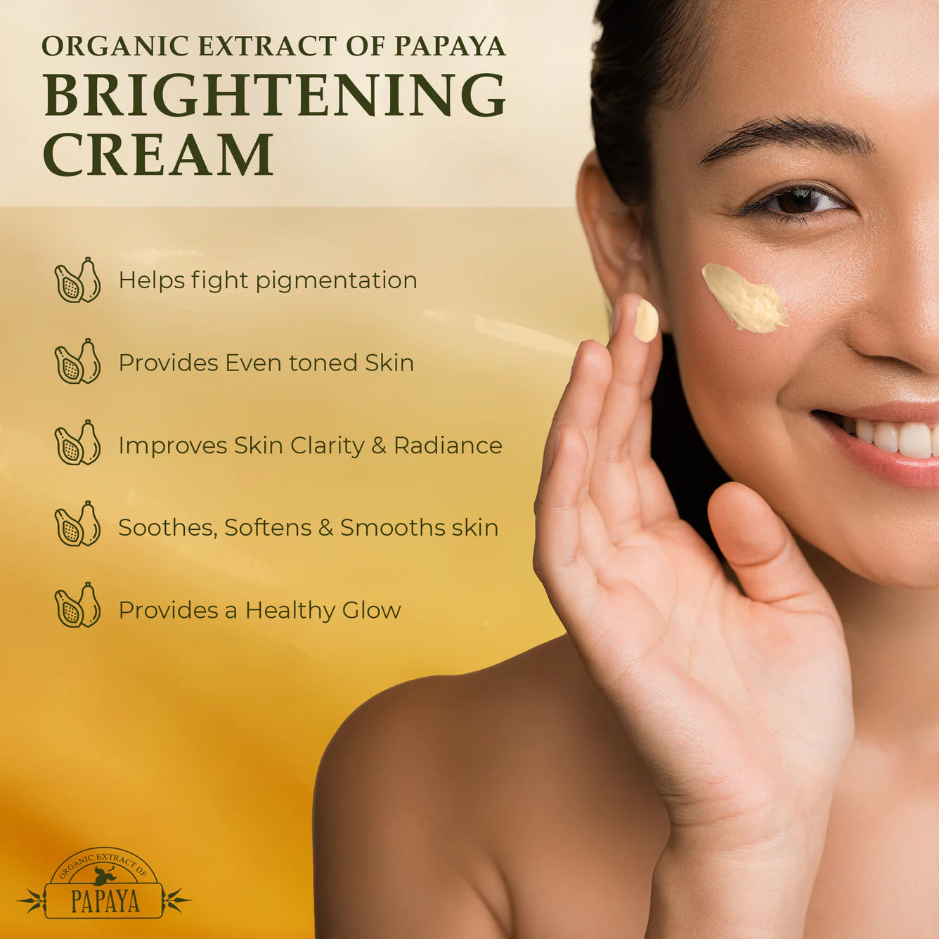 Organic Extract of Papaya Brightening Cream Tube - 50g / 1.76 Oz
