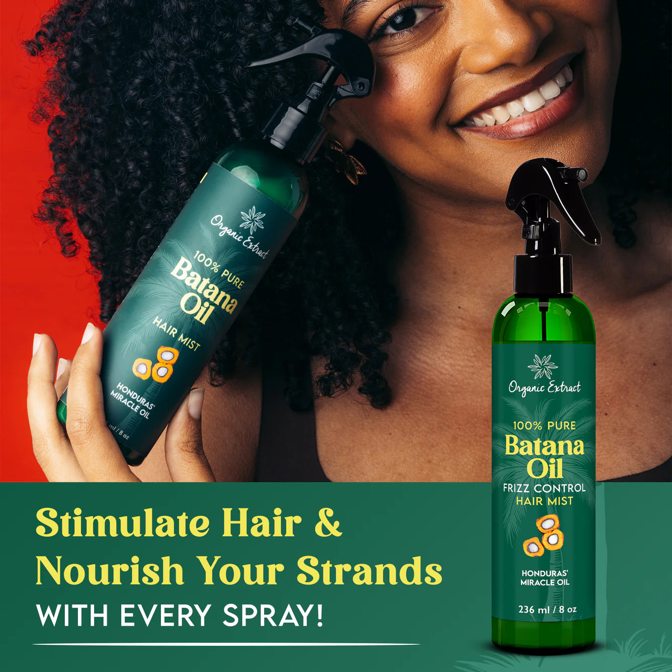 Organic Extract Batana Oil Stimulating Leave in Hair Growth Mist 8 oz / 236ml