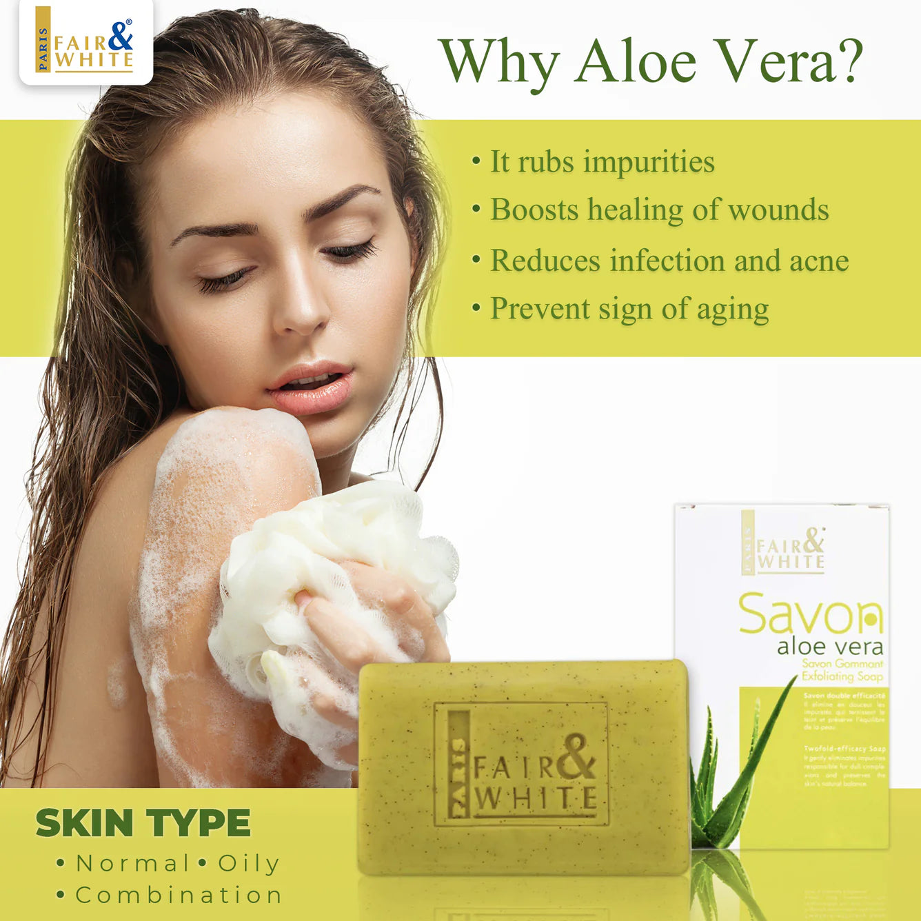 Fair & White Original Aloe Vera Exfoliating Soap