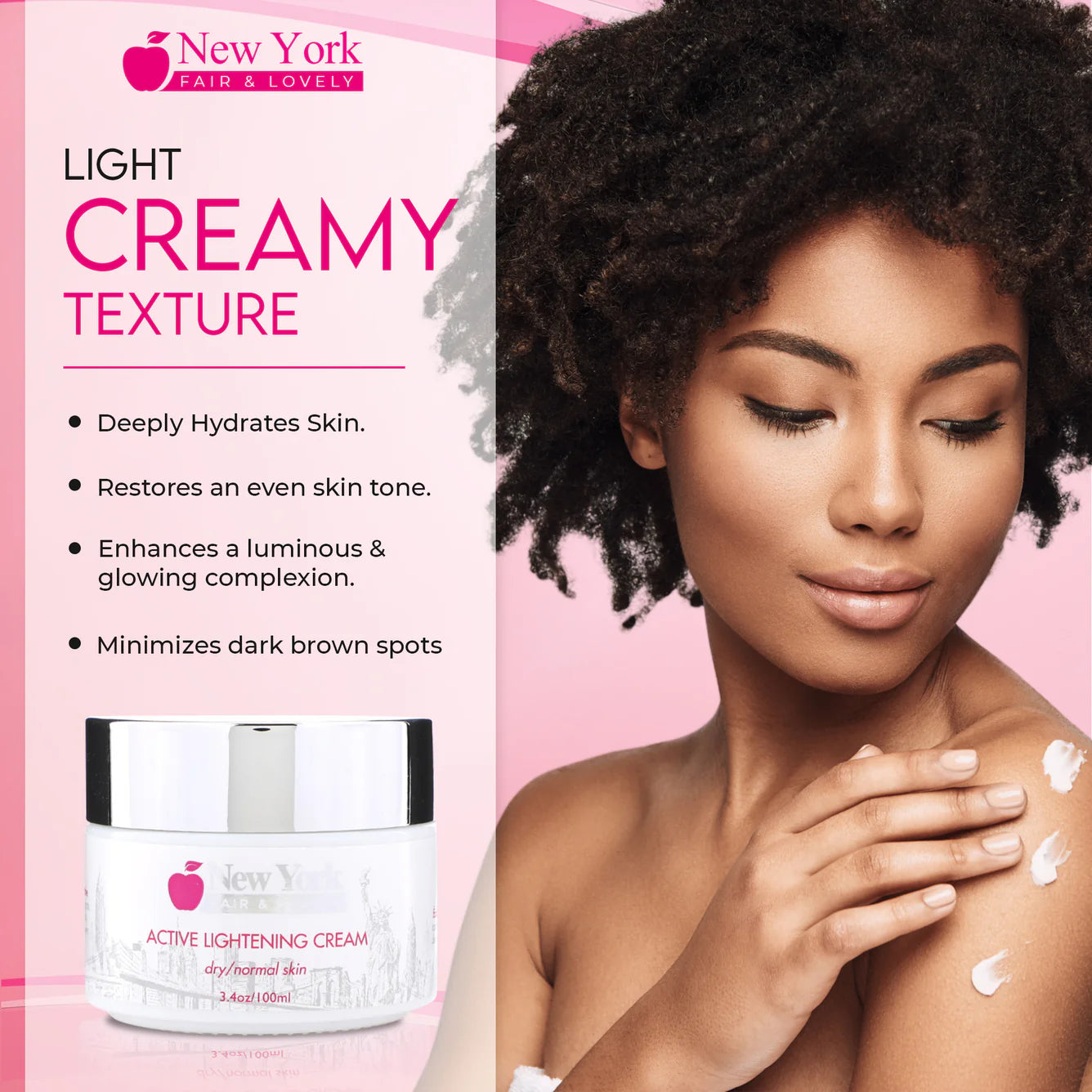 New York Fair & Lovely Active Lightening Cream - 100ml / 3.4 Oz