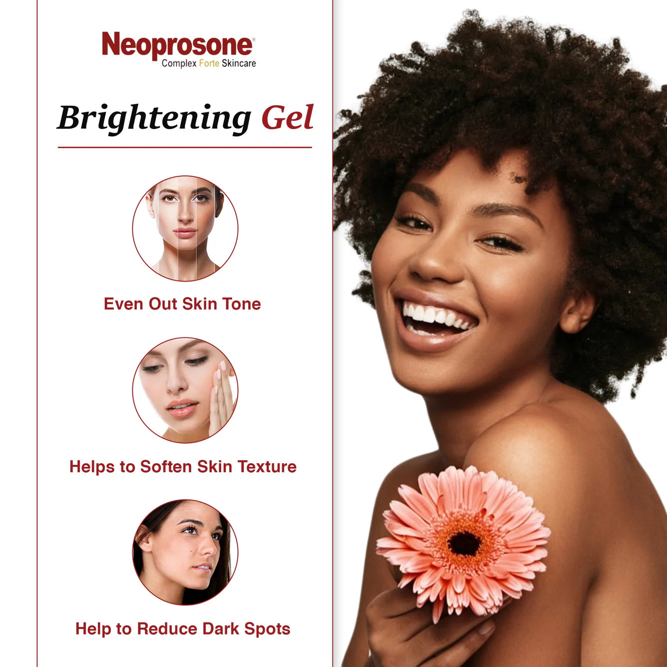 Neoprosone Brightening Gel - Moisturizer Cream Gel - 30g / 1 oz