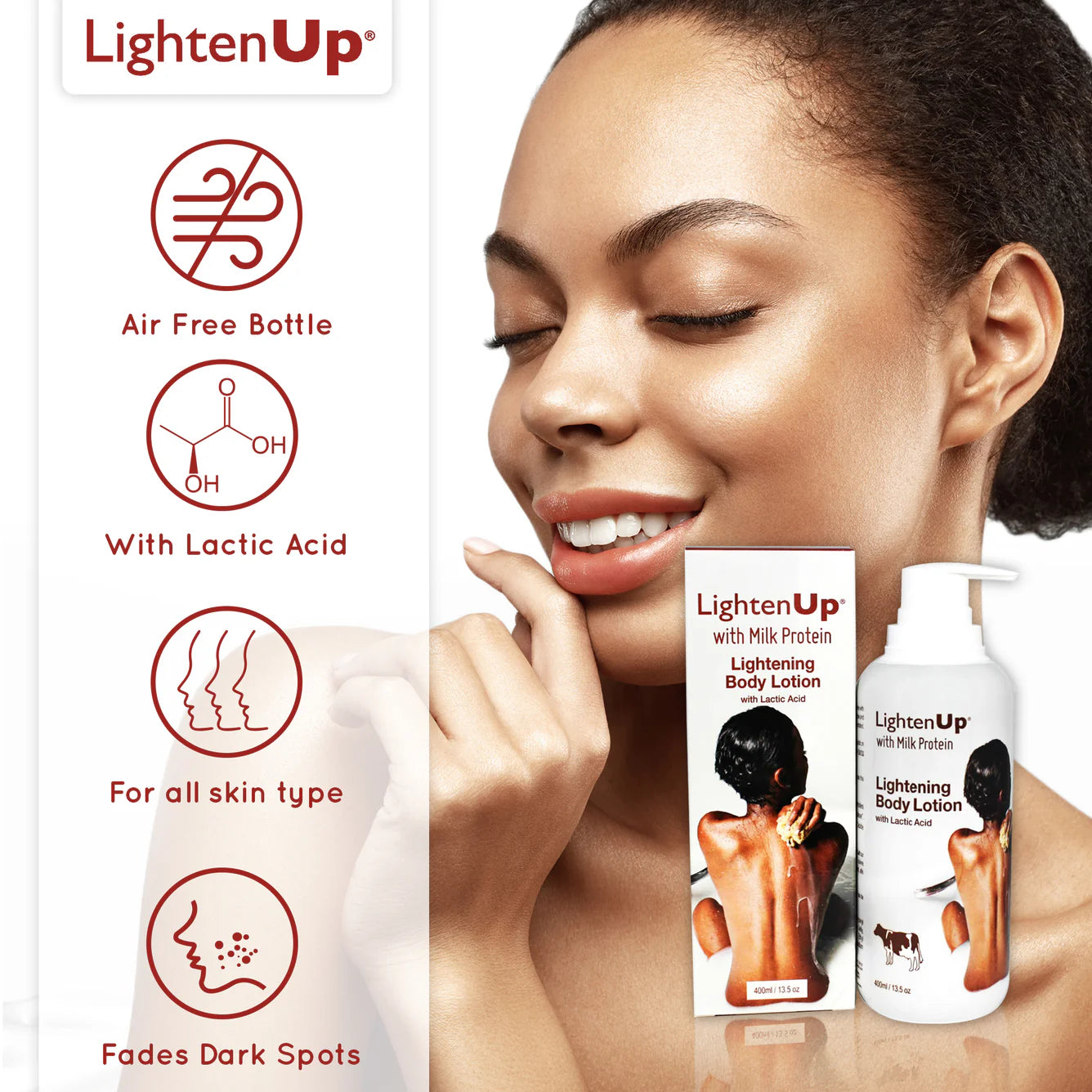 Lightenup Lactic Acid Active Lightening Lotion - 400ml / 13.5 Oz