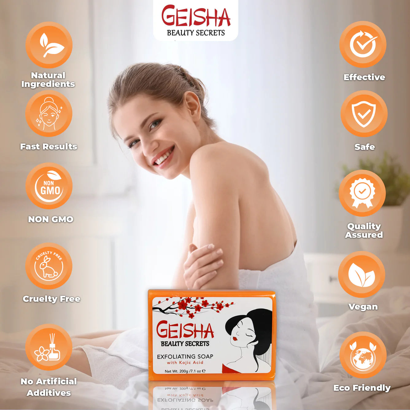 Geisha Beauty Secrets Exfoliating Soap with Kojic Acid - 200g / 7.1 oz