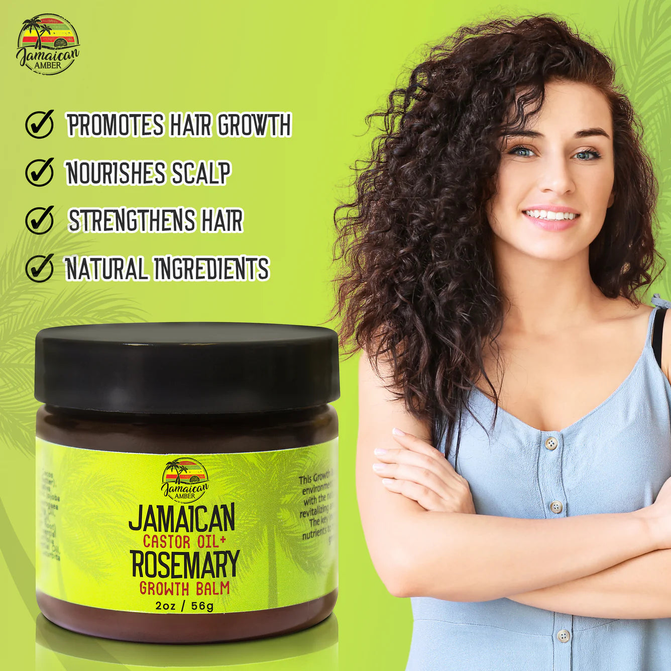 Jamaican Amber Jamaican Castor Oil & Rosemary Hair Growth Balm 2 oz/60 ml