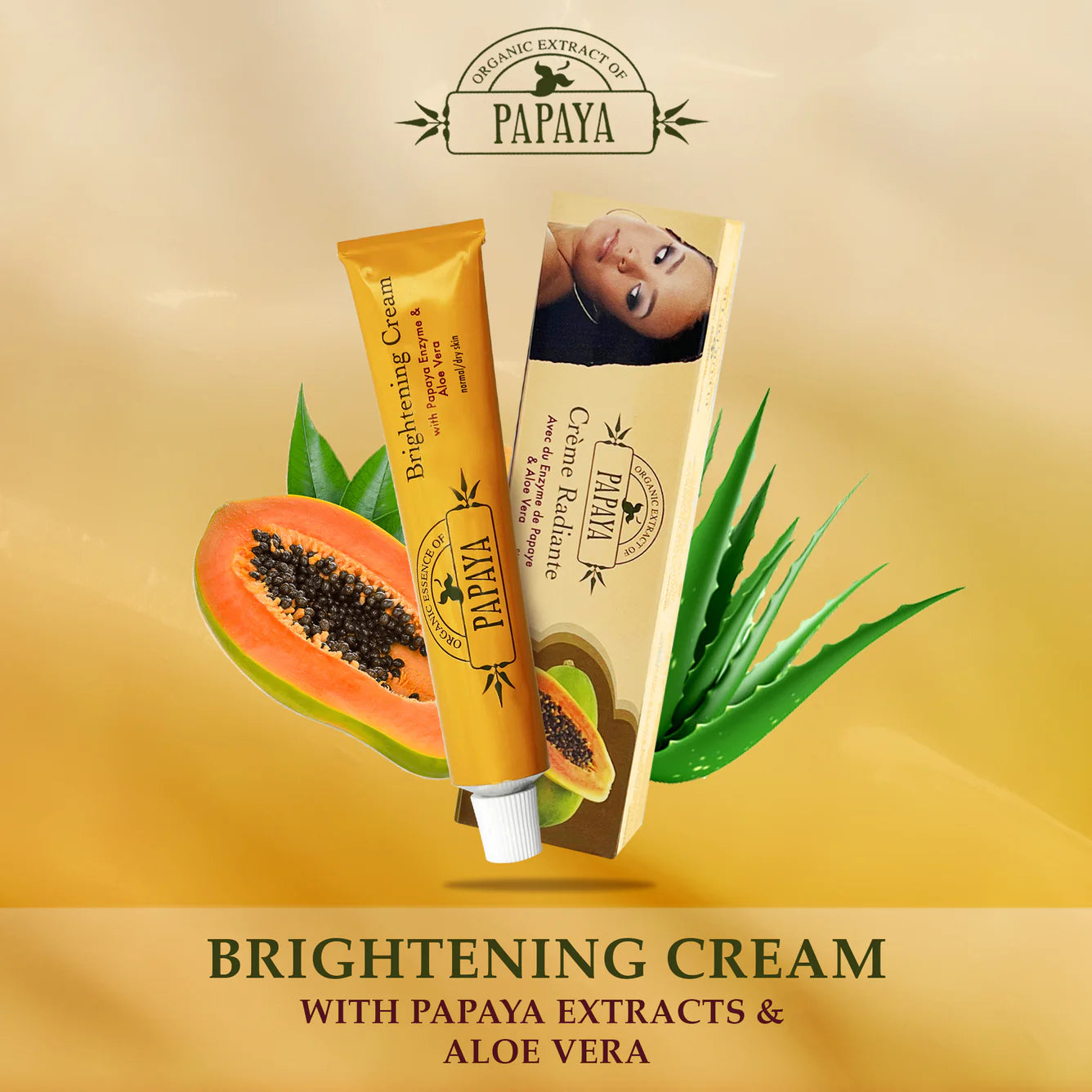 Organic Extract of Papaya Brightening Cream Tube - 50g / 1.76 Oz