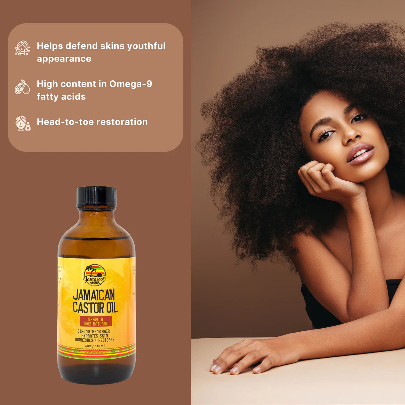 Jamaican Amber Jamaican Castor Hair / Body Oil 4 oz/118 ml