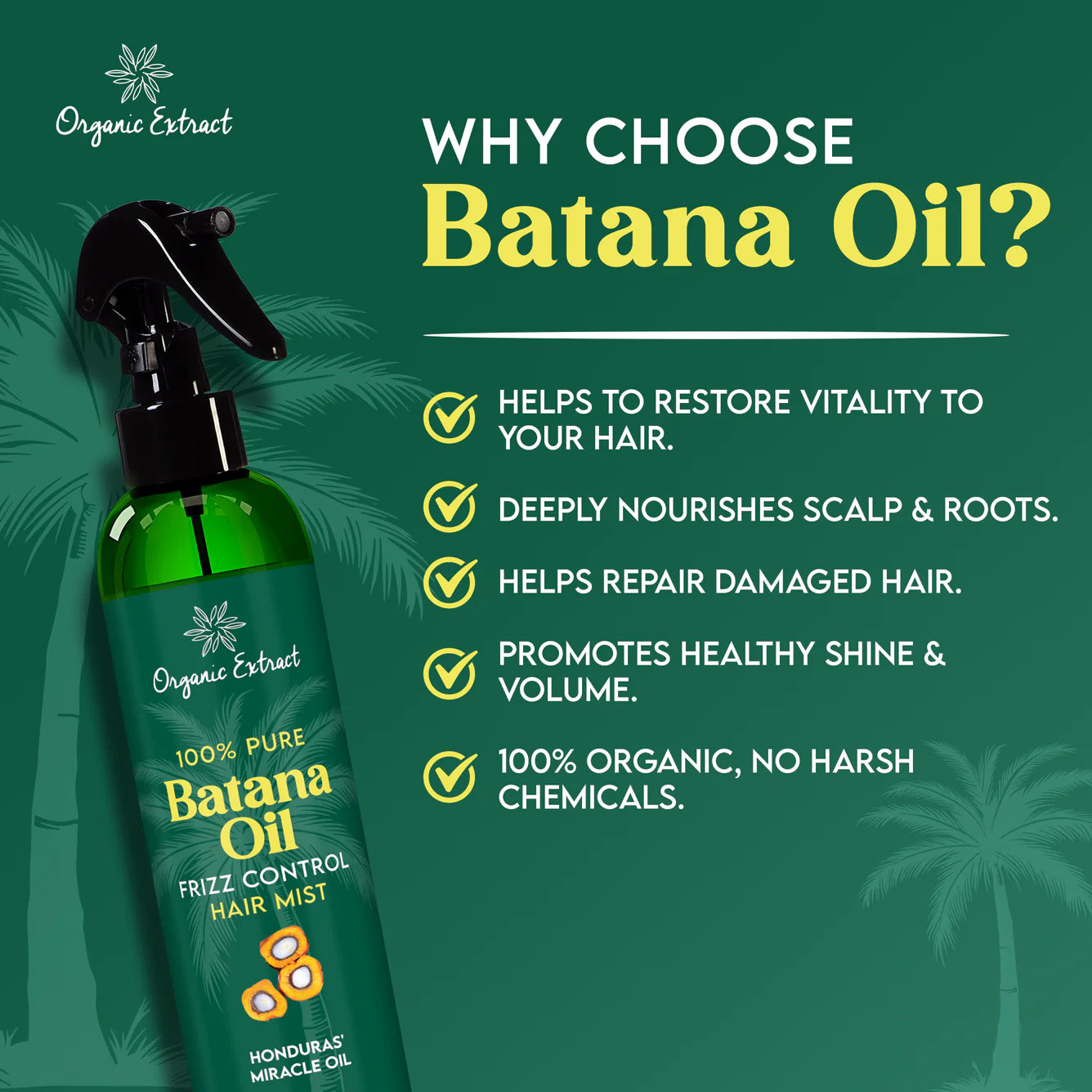 Organic Extract Batana Oil Stimulating Leave in Hair Growth Mist 8 oz / 236ml