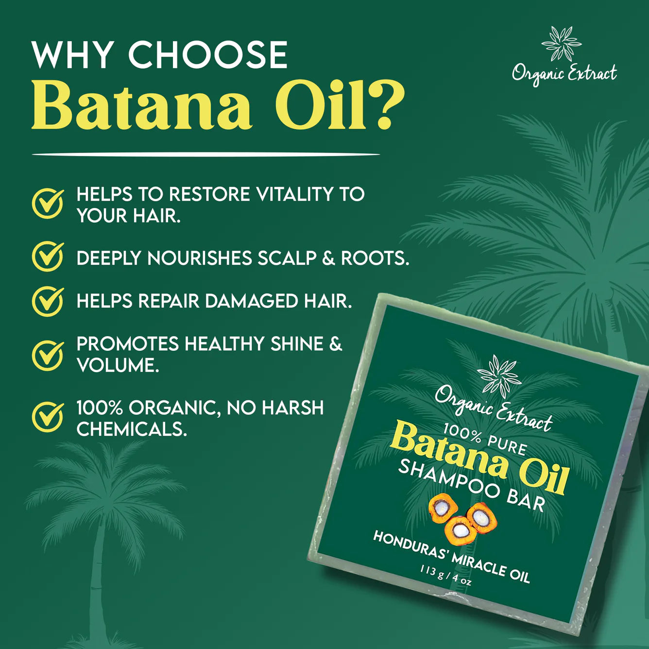 Organic Extract Batana Oil Shampoo bar 4 oz/ 118ml