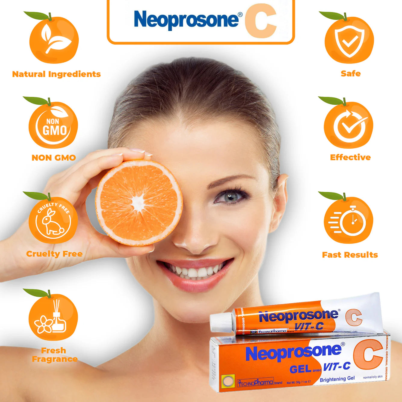 Neoprosone Brightening Gel Cream with Vitamin C – 30g / 1 Fl Oz