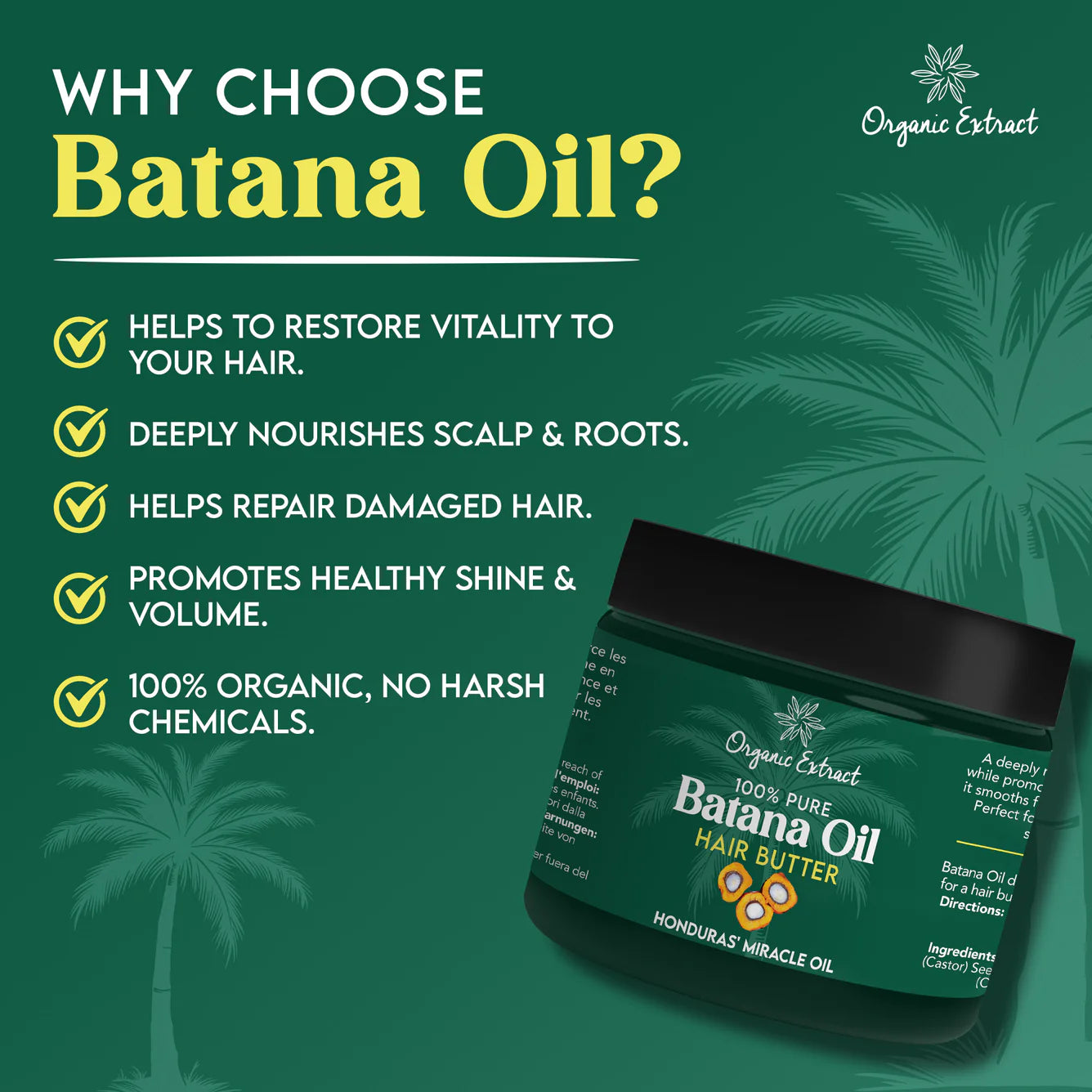 Organic Extract Batana Oil Hair Butter 4 oz / 118ml