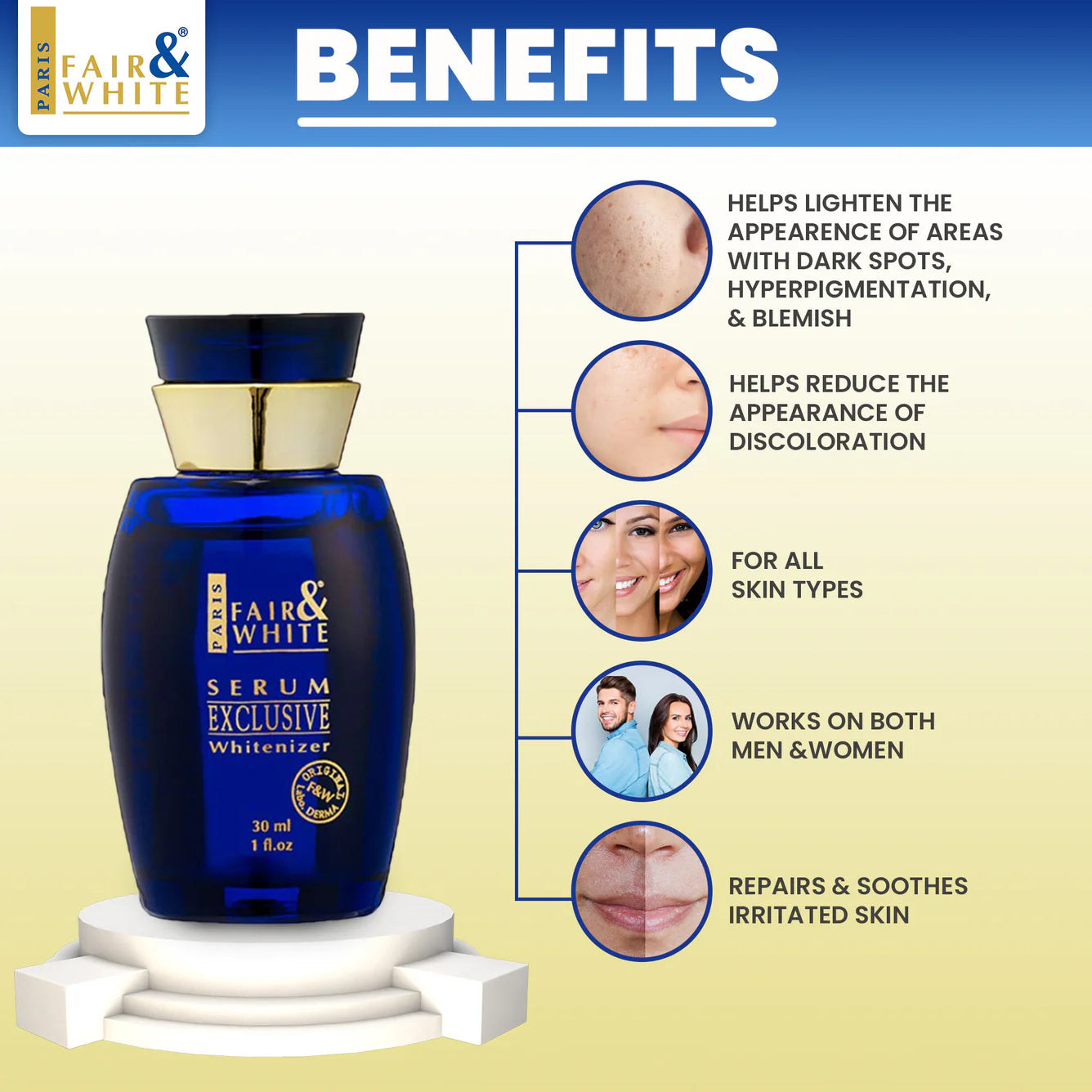 Fair & White Exclusive Whitenizer Serum NHQ - 30ml / 1 fl oz