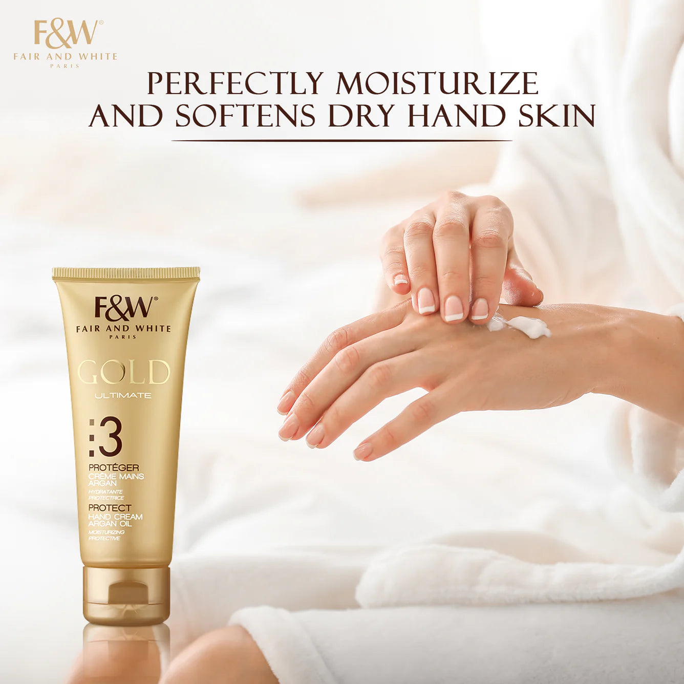 Fair & White Gold Hand Cream with Argan Oil Step #3 - Clarifies skin - 75ml / 2.54 oz