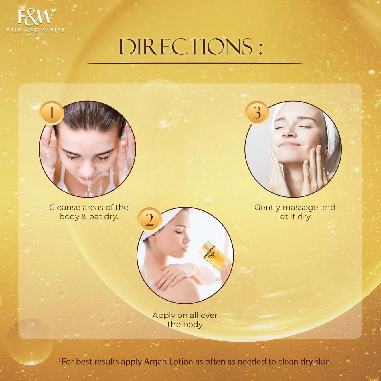 Fair & White Gold Revitalizing Argan Oil - Nourishes Skin - 200ml / 6.76 fl oz