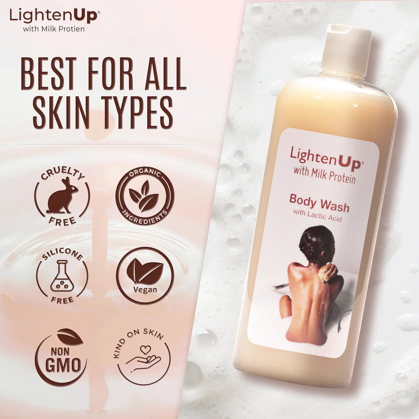 Lightenup Milk Protein Lactic Acid Shea Butter Shower Gel - 1000ml