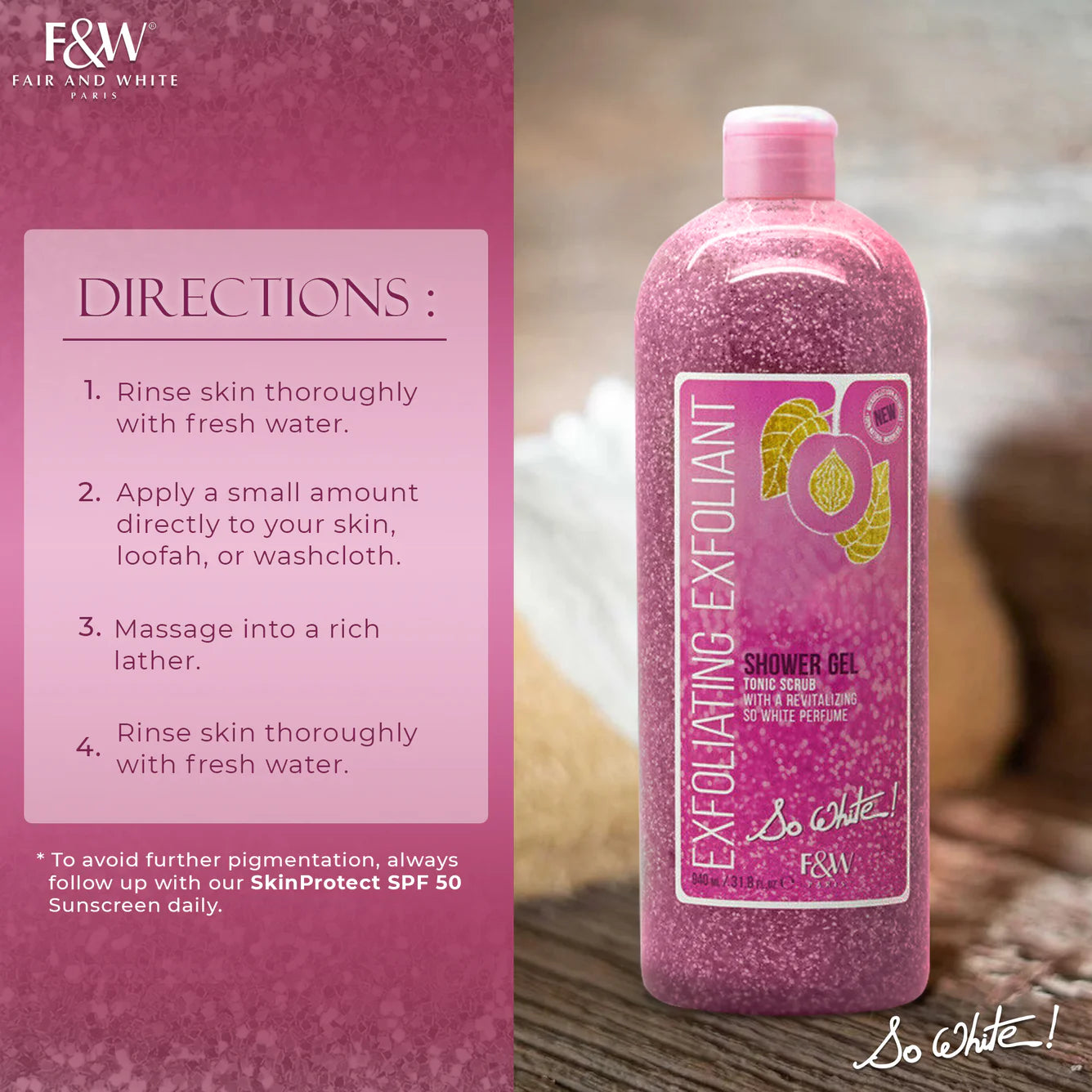 Fair & White So White Exfoliating Shower Gel Tonic Scrub