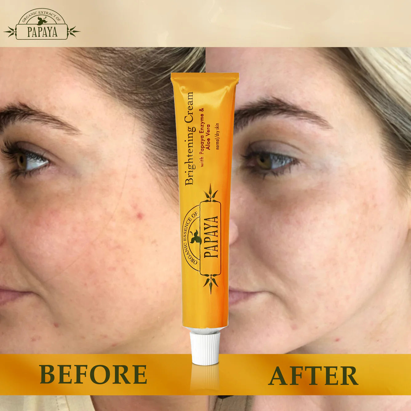 Organic Extract of Papaya Brightening Cream Tube - 50g / 1.76 Oz