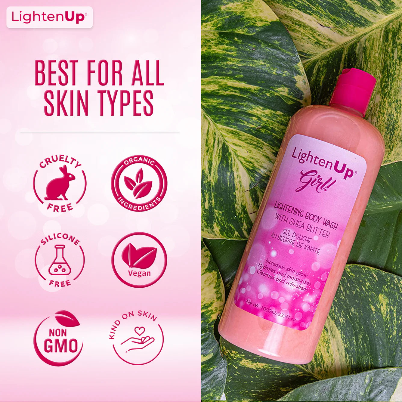 LightenUp Girl! Lightening Body Wash with Shea Butter - 1000ml / 33.81 Oz