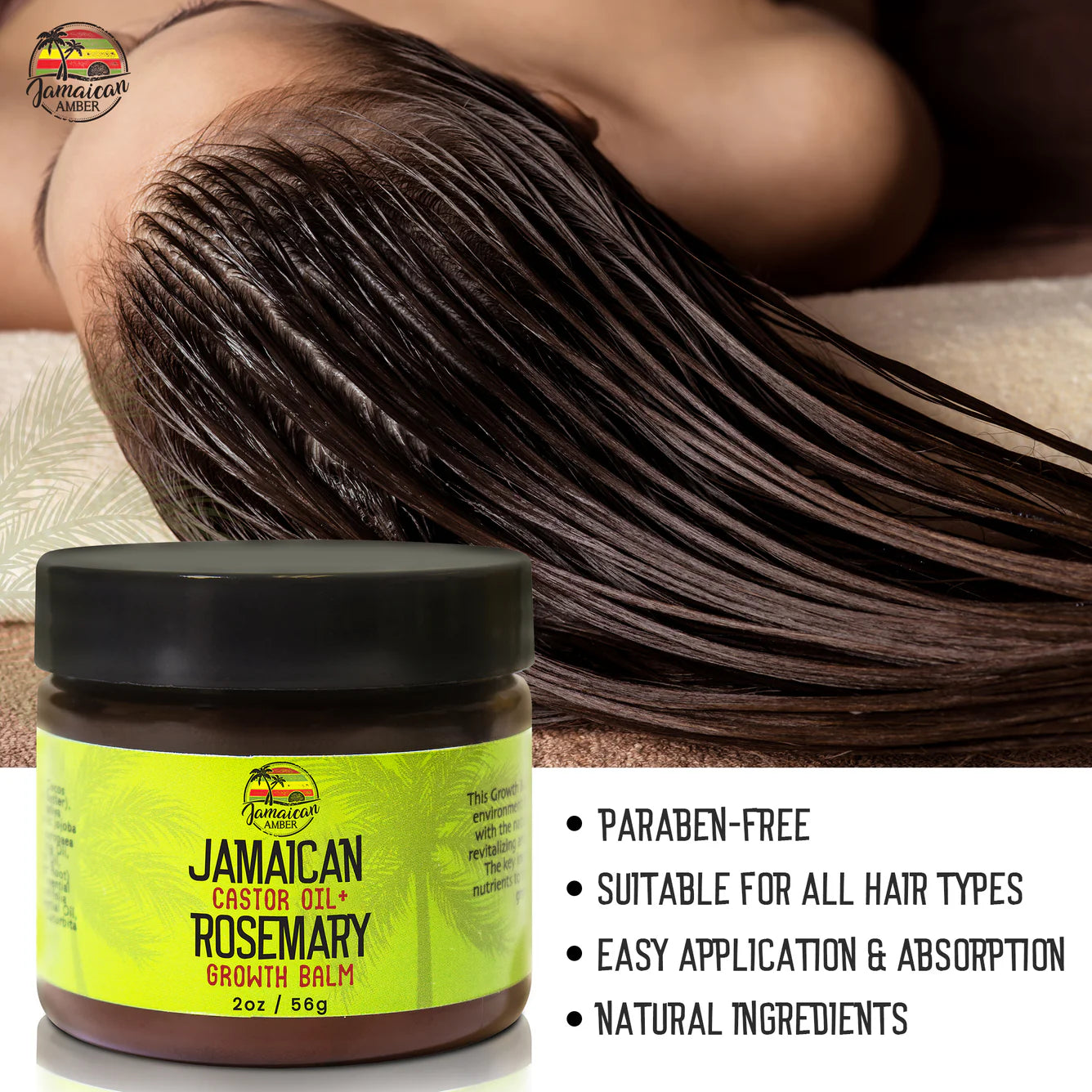 Jamaican Amber Jamaican Castor Oil & Rosemary Hair Growth Balm 2 oz/60 ml