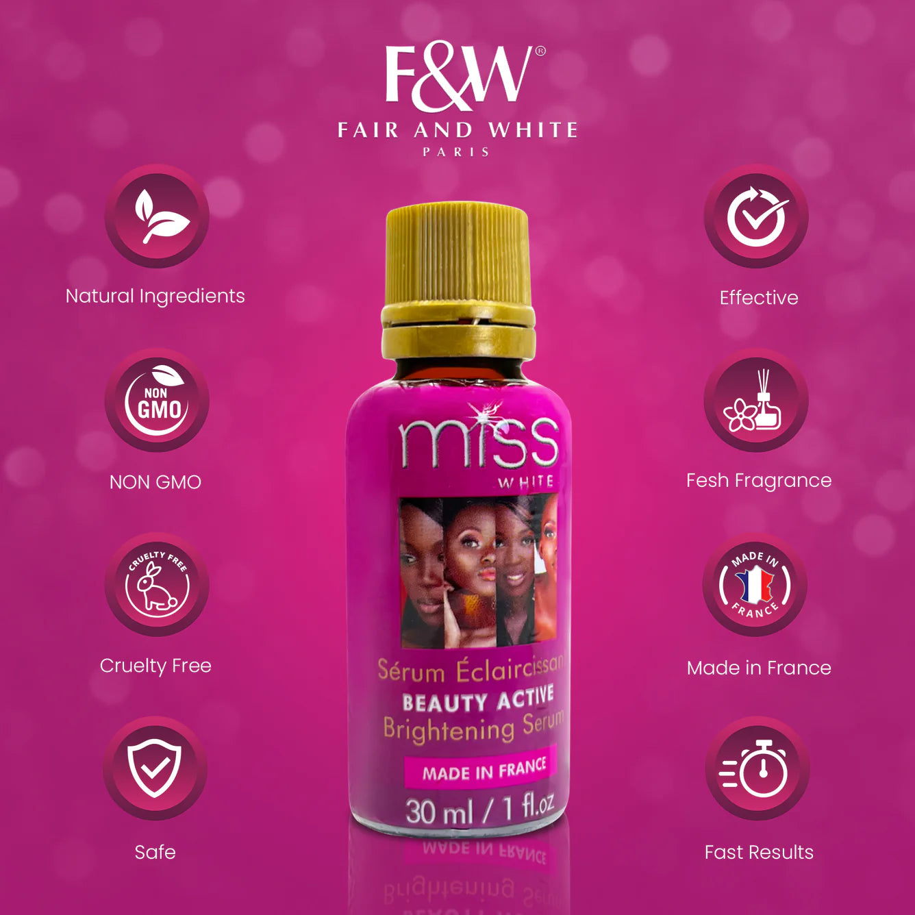 Fair & White Miss White Beauty Active Brightening Serum - Shining Skin - 30ml / 1.01 fl oz