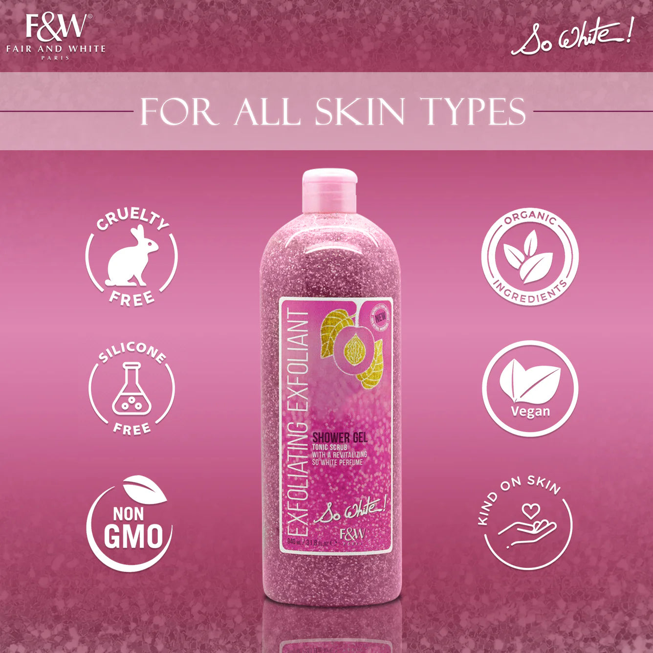 Fair & White So White Exfoliating Shower Gel Tonic Scrub