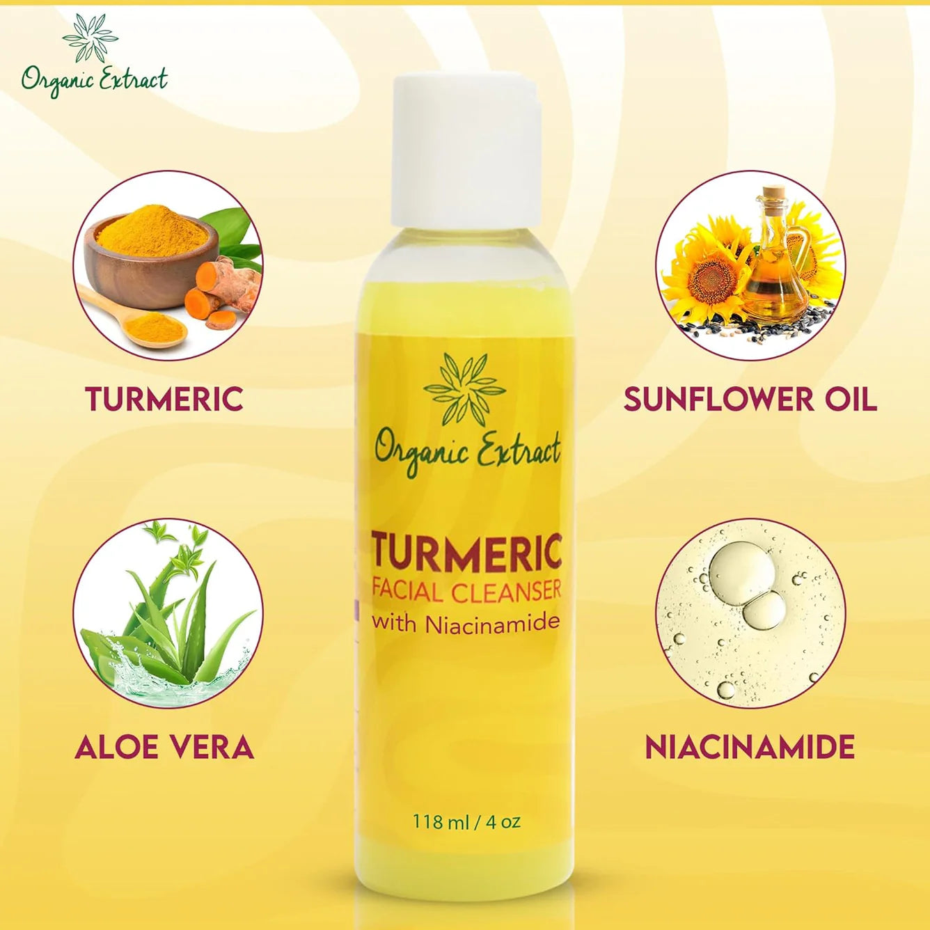 Organic Extract Turmeric Facial Cleanser 4 oz/118 ml