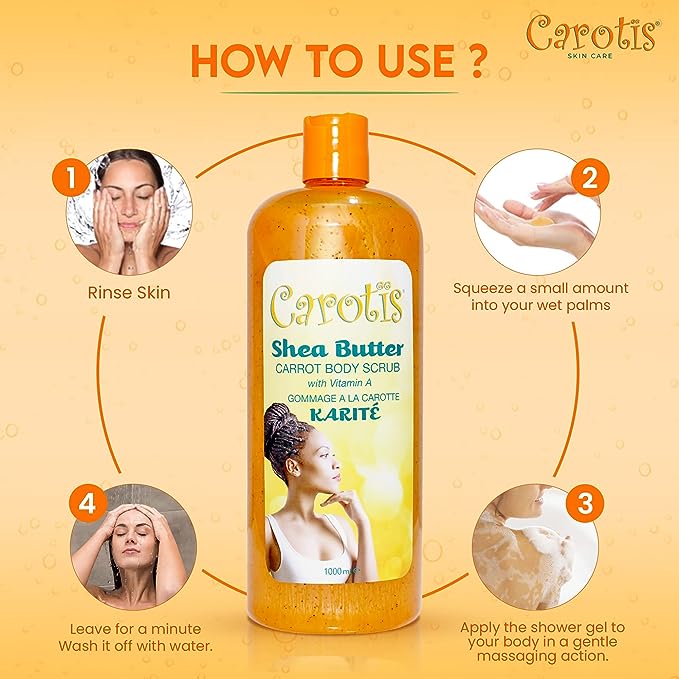 Carotis Shea Butter Body Scrub - With Vitamin A (Exfoliation) - 1000ml / 35 fl oz