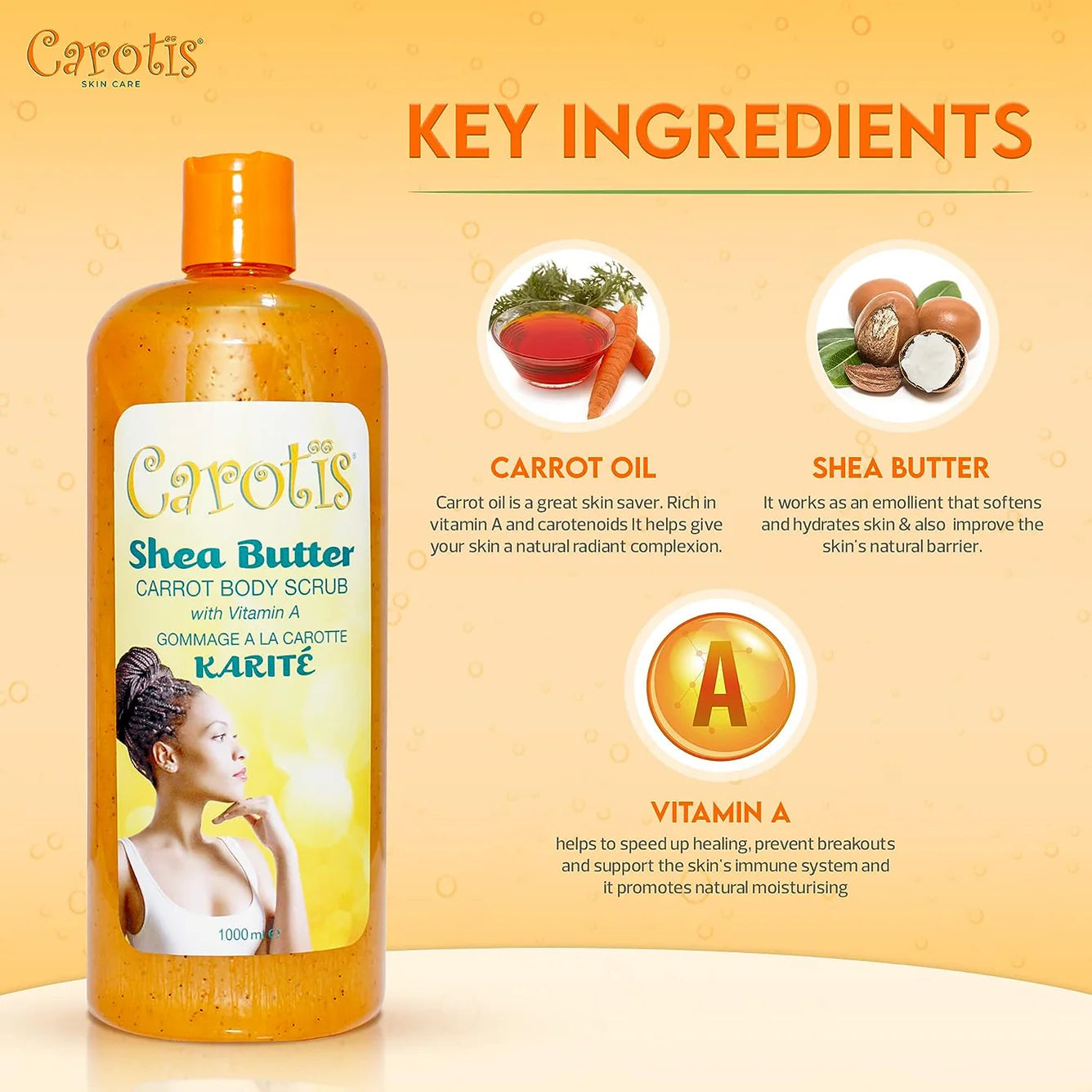 Carotis Shea Butter Body Scrub - With Vitamin A (Exfoliation) - 1000ml / 35 fl oz