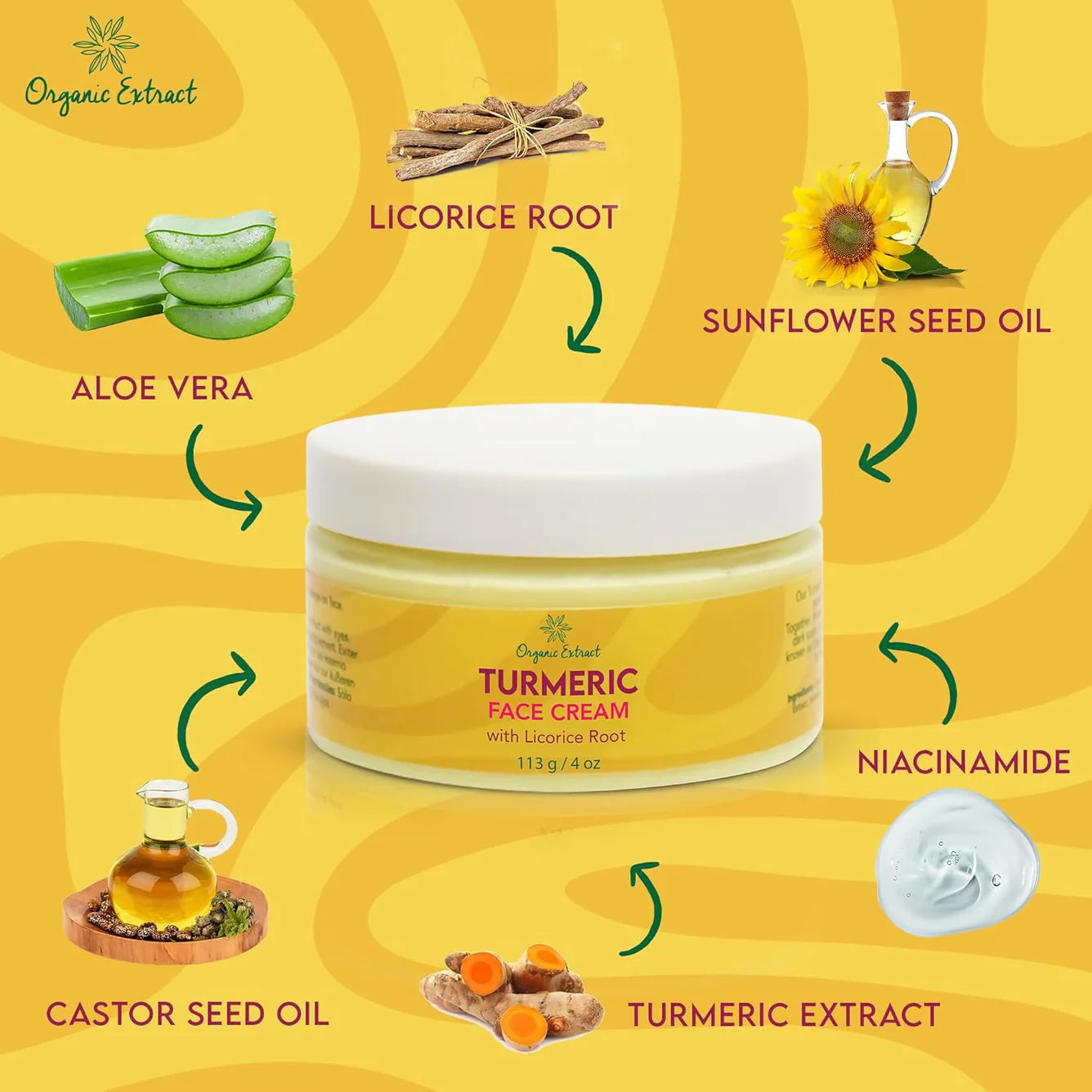 Organic Extract Turmeric Facial Cream 4 oz/118 ml