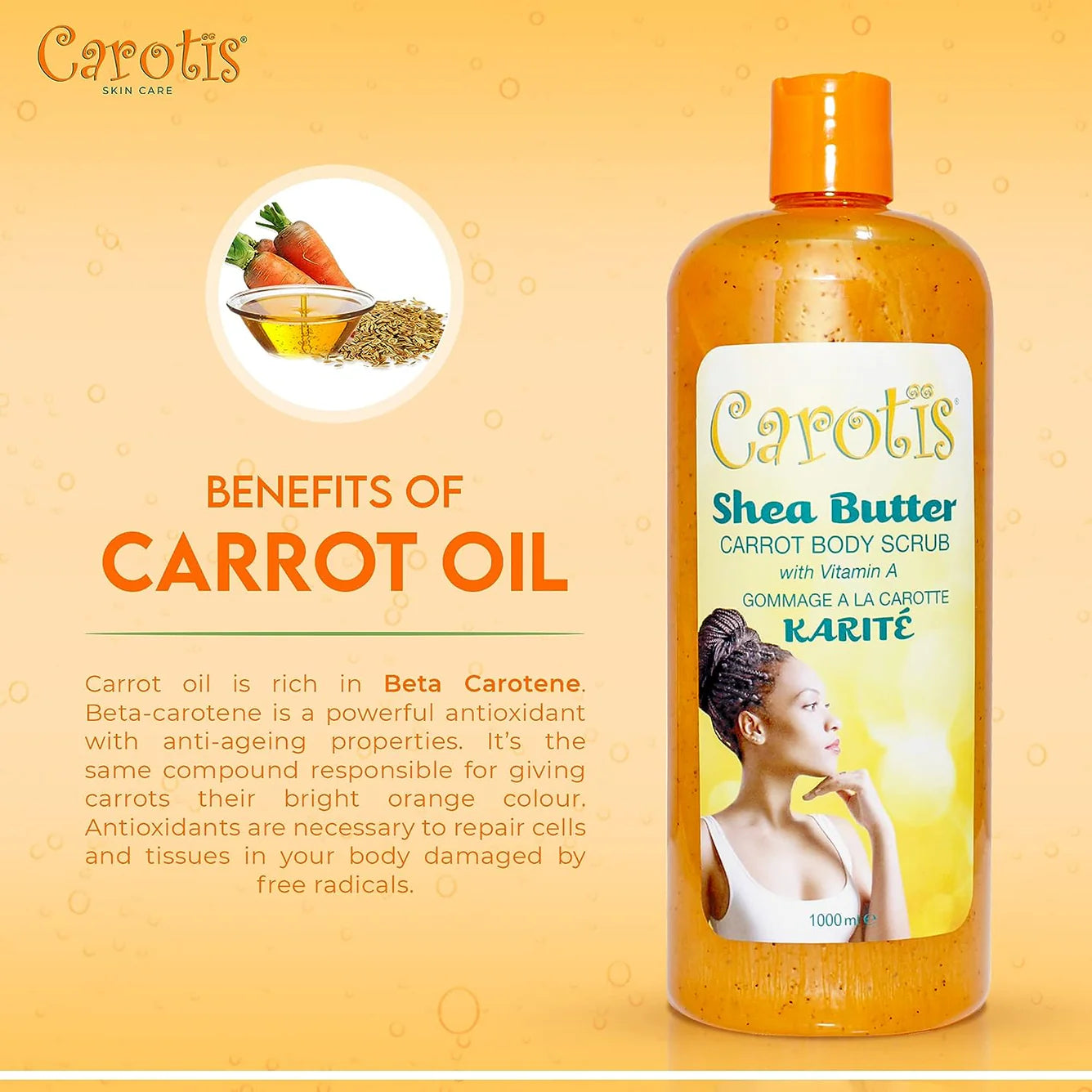 Carotis Shea Butter Body Scrub - With Vitamin A (Exfoliation) - 1000ml / 35 fl oz