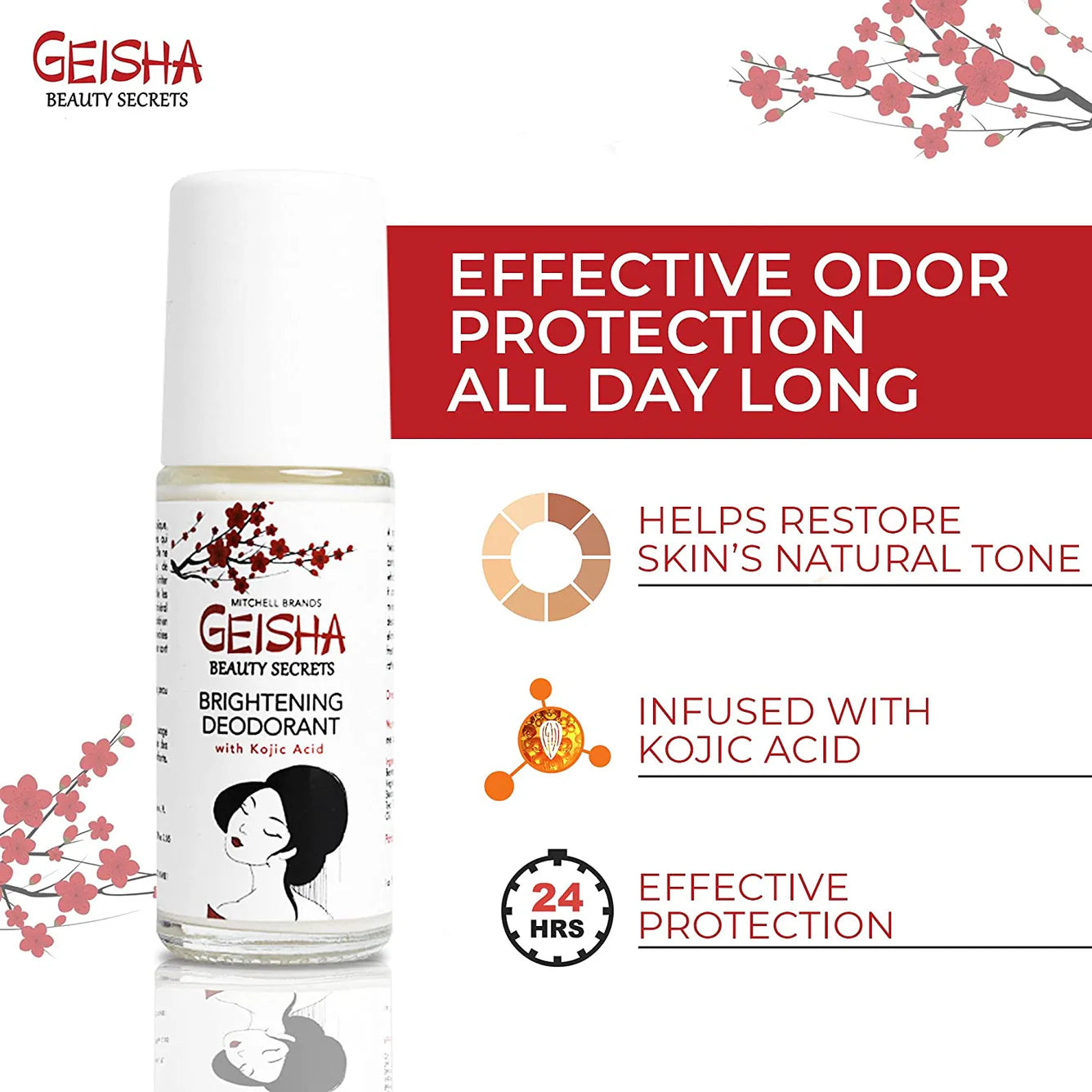 Geisha Whitening Deodorant - Kojic Acid Deodorant - 30ml / 1 fl oz