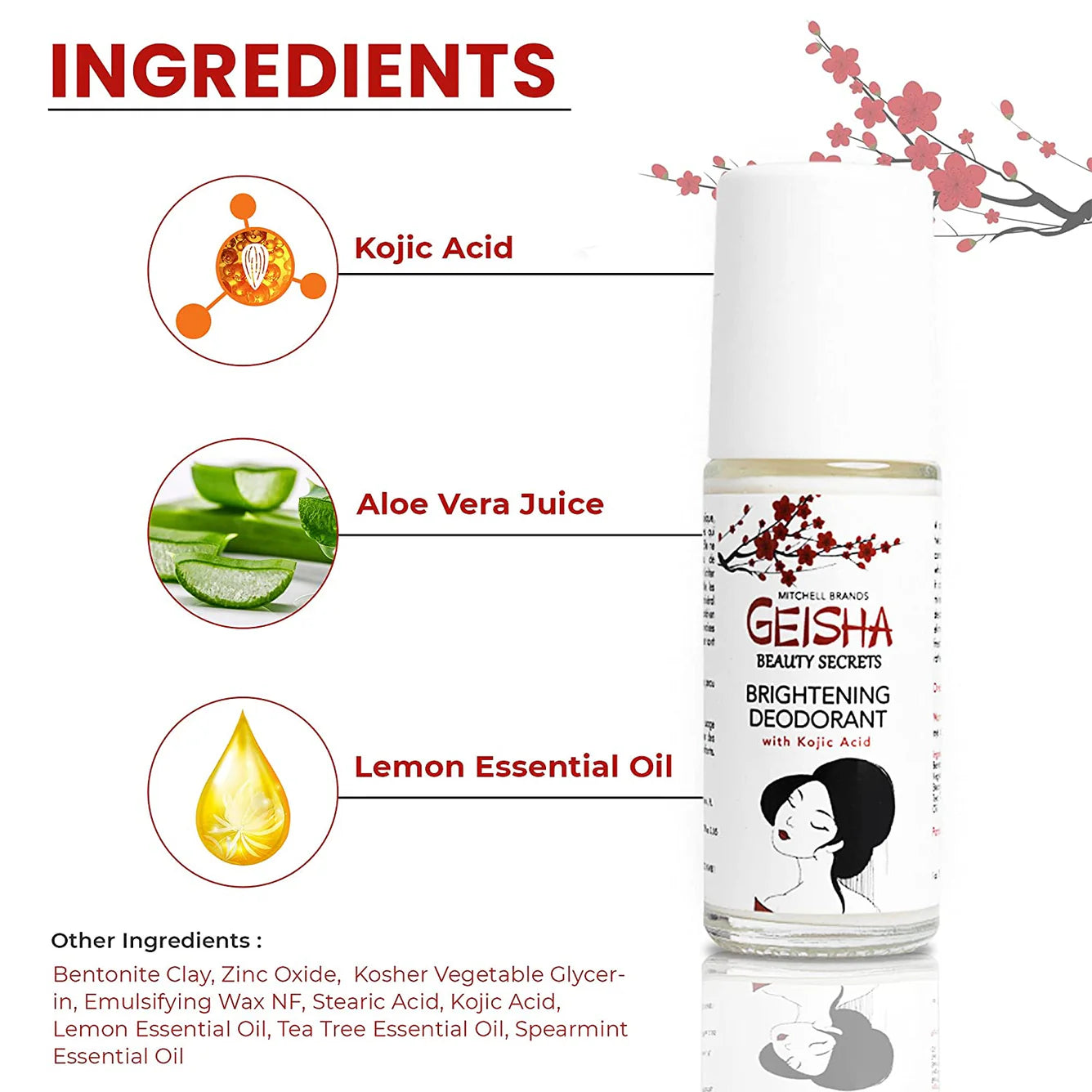 Geisha Whitening Deodorant - Kojic Acid Deodorant - 30ml / 1 fl oz
