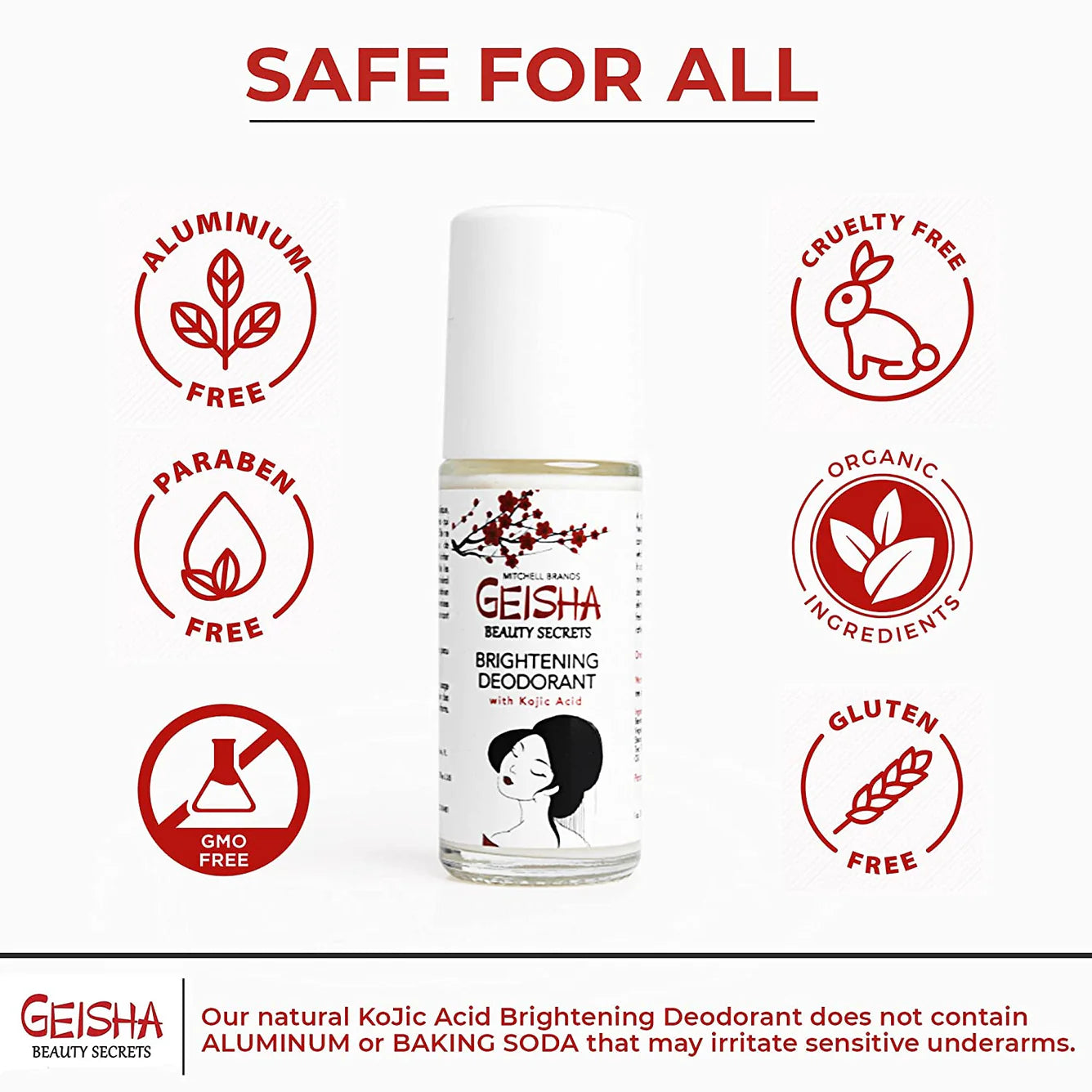 Geisha Whitening Deodorant - Kojic Acid Deodorant - 30ml / 1 fl oz