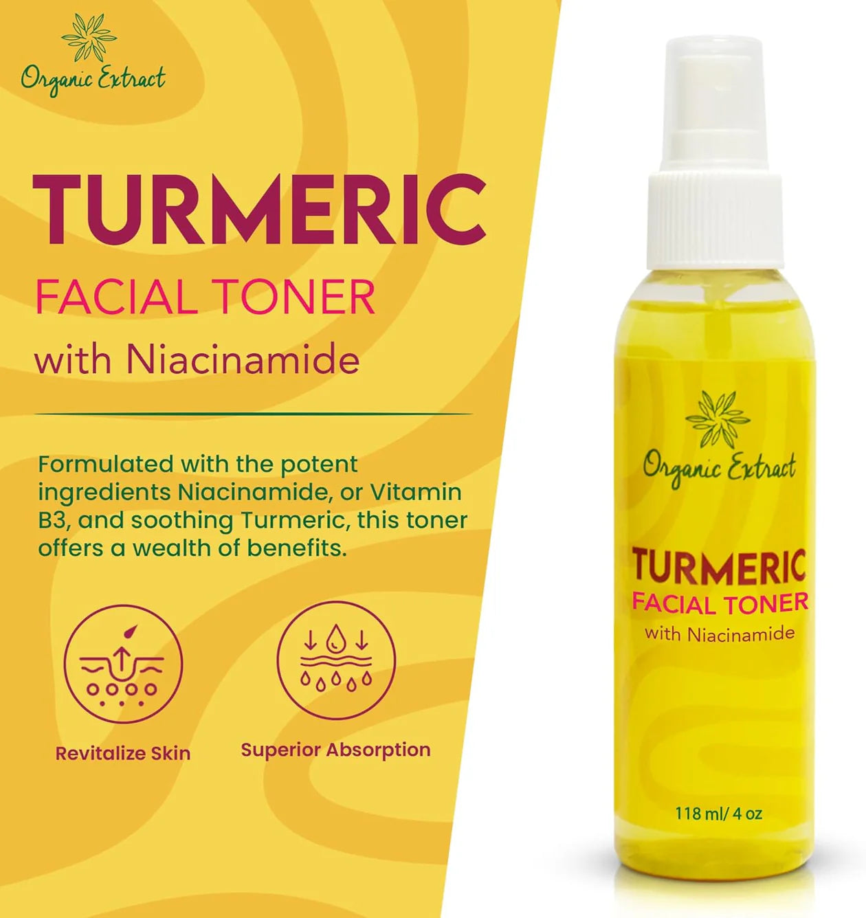 Organic Extract Turmeric Facial Toner 4 oz/118 ml