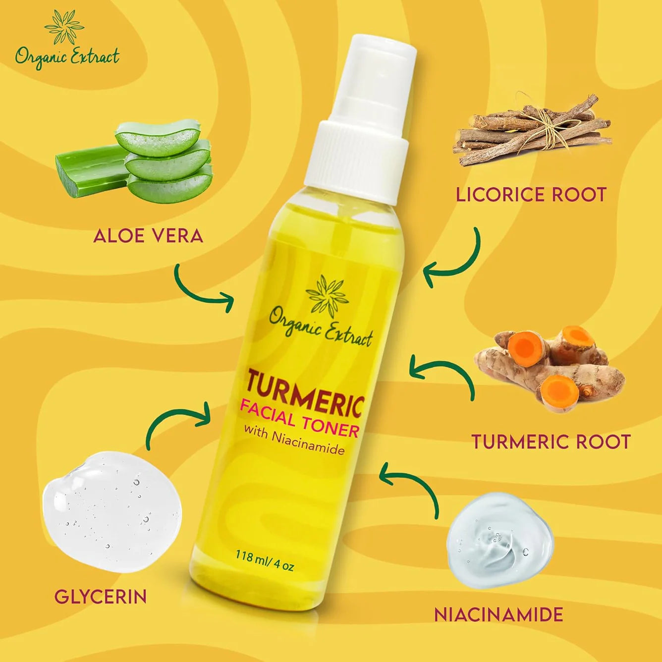Organic Extract Turmeric Facial Toner 4 oz/118 ml