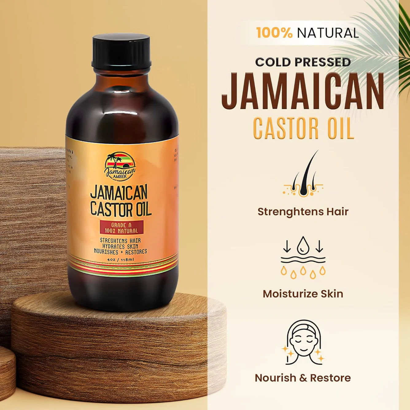 Jamaican Amber Jamaican Castor Hair / Body Oil 4 oz/118 ml